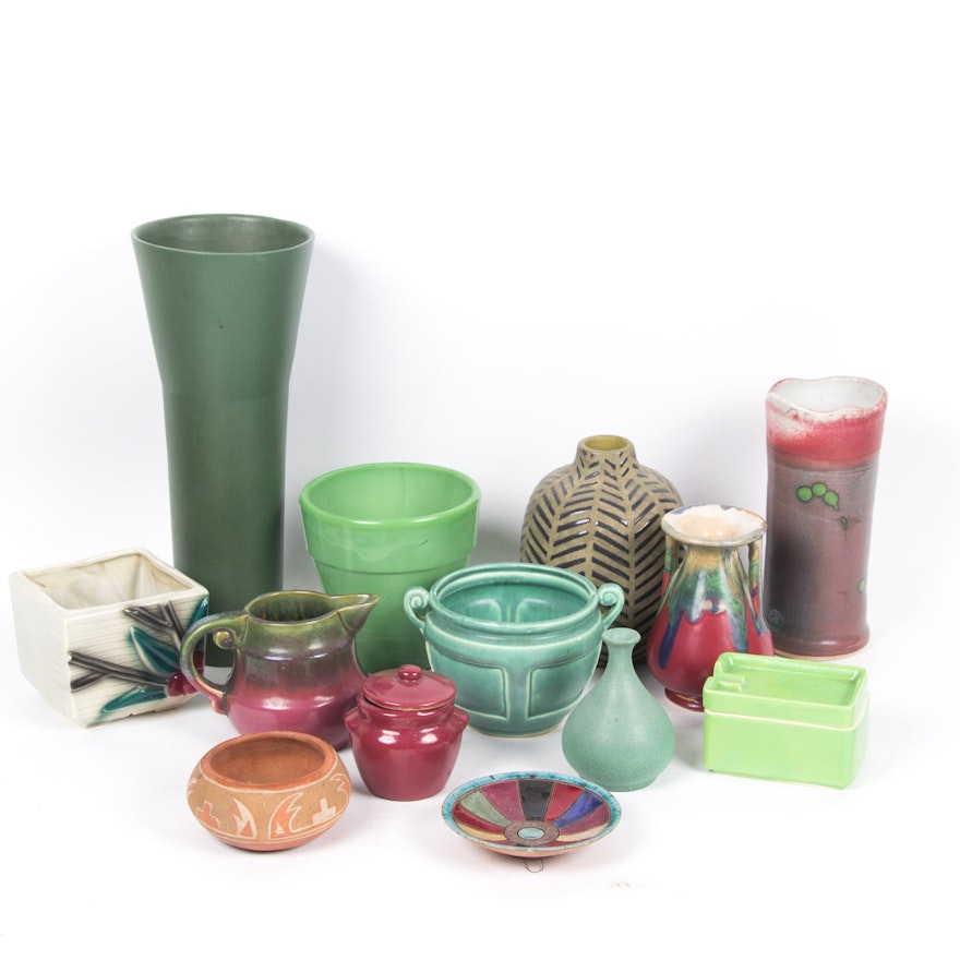Variety of Ceramic Vases, Bowls, and Wall Hangings
