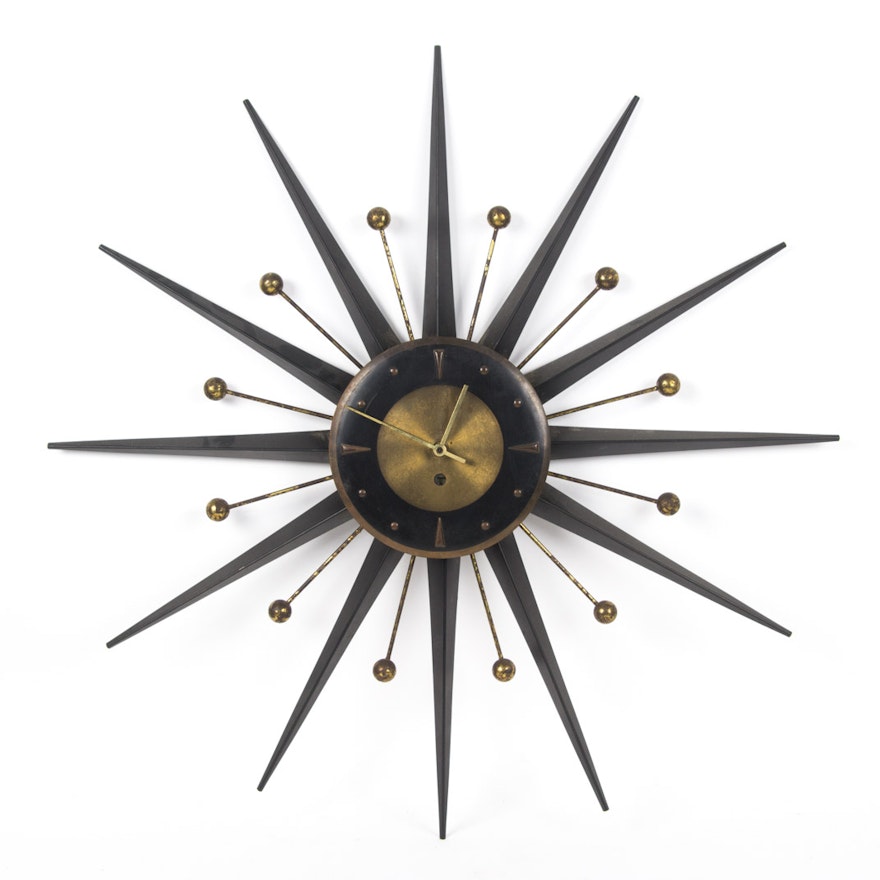 Vintage Mid Century Modern Starburst Clock