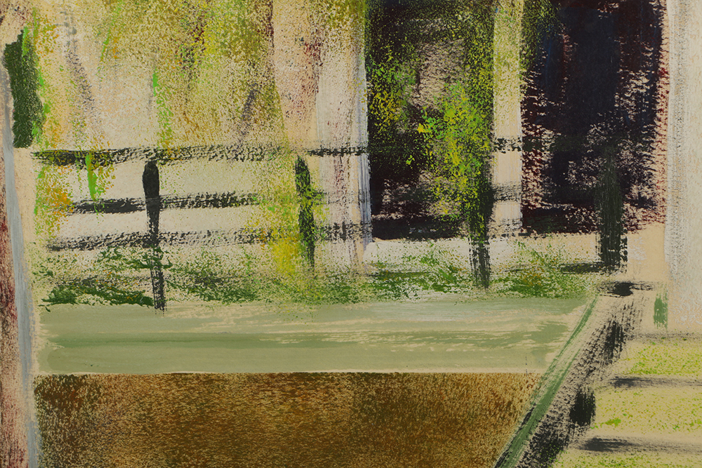 Mixed Media Painting on Paper Abstracted Architecture