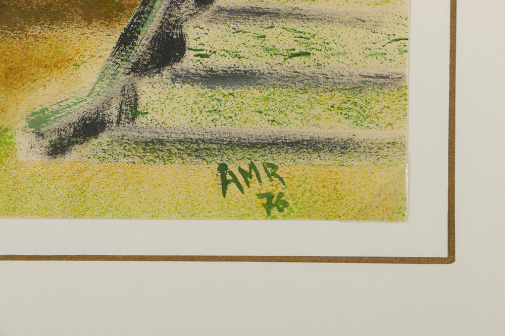 Mixed Media Painting on Paper Abstracted Architecture