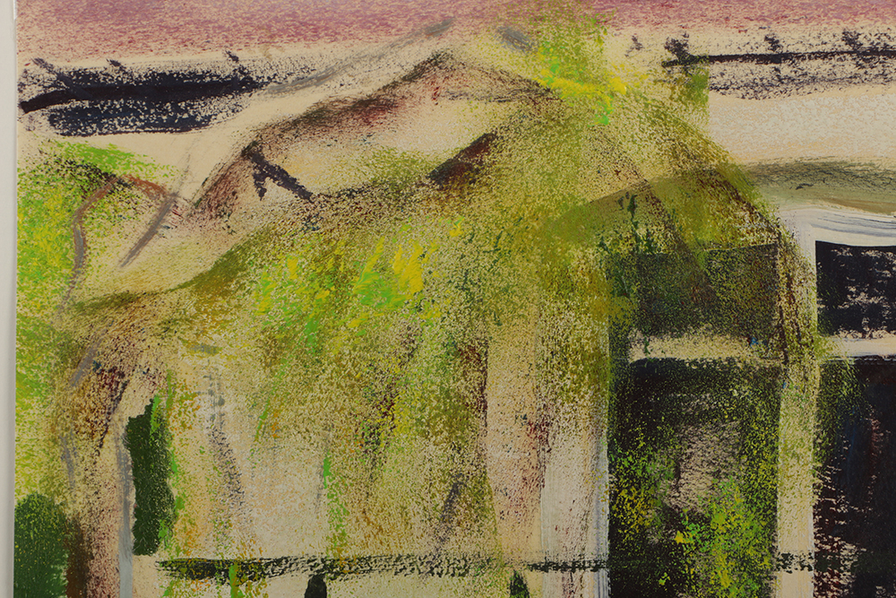 Mixed Media Painting on Paper Abstracted Architecture