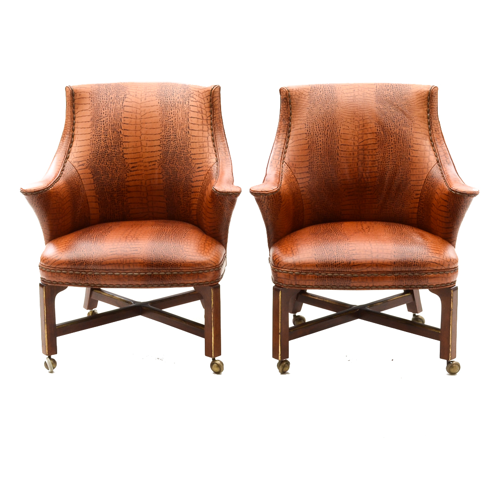 Leather "Consulate" Game Chairs By Century Furniture