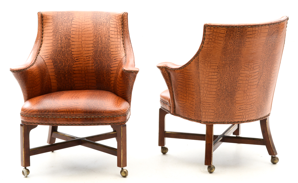 Leather "Consulate" Game Chairs By Century Furniture