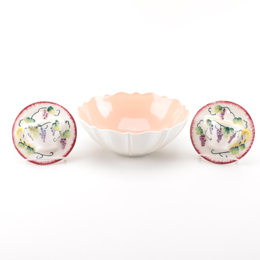 Ceramic Bowl with Teacup Wall Hangings