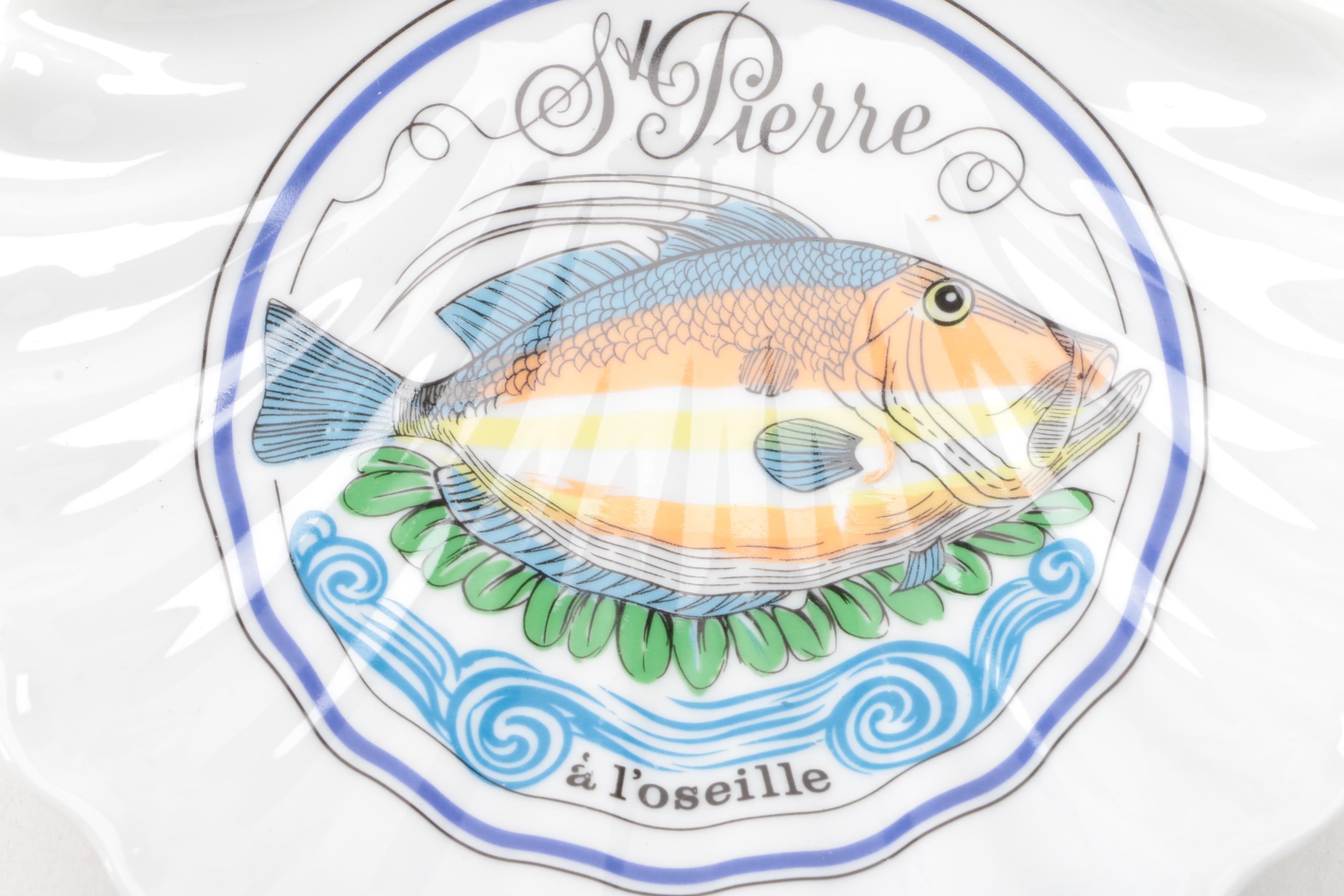 D'auteuil Porcelain "Ligne Marine" Plates