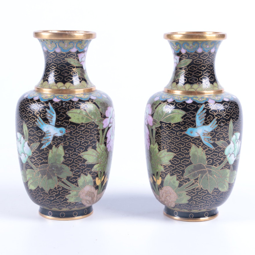 Pair of Chinese Cloisonne Vases