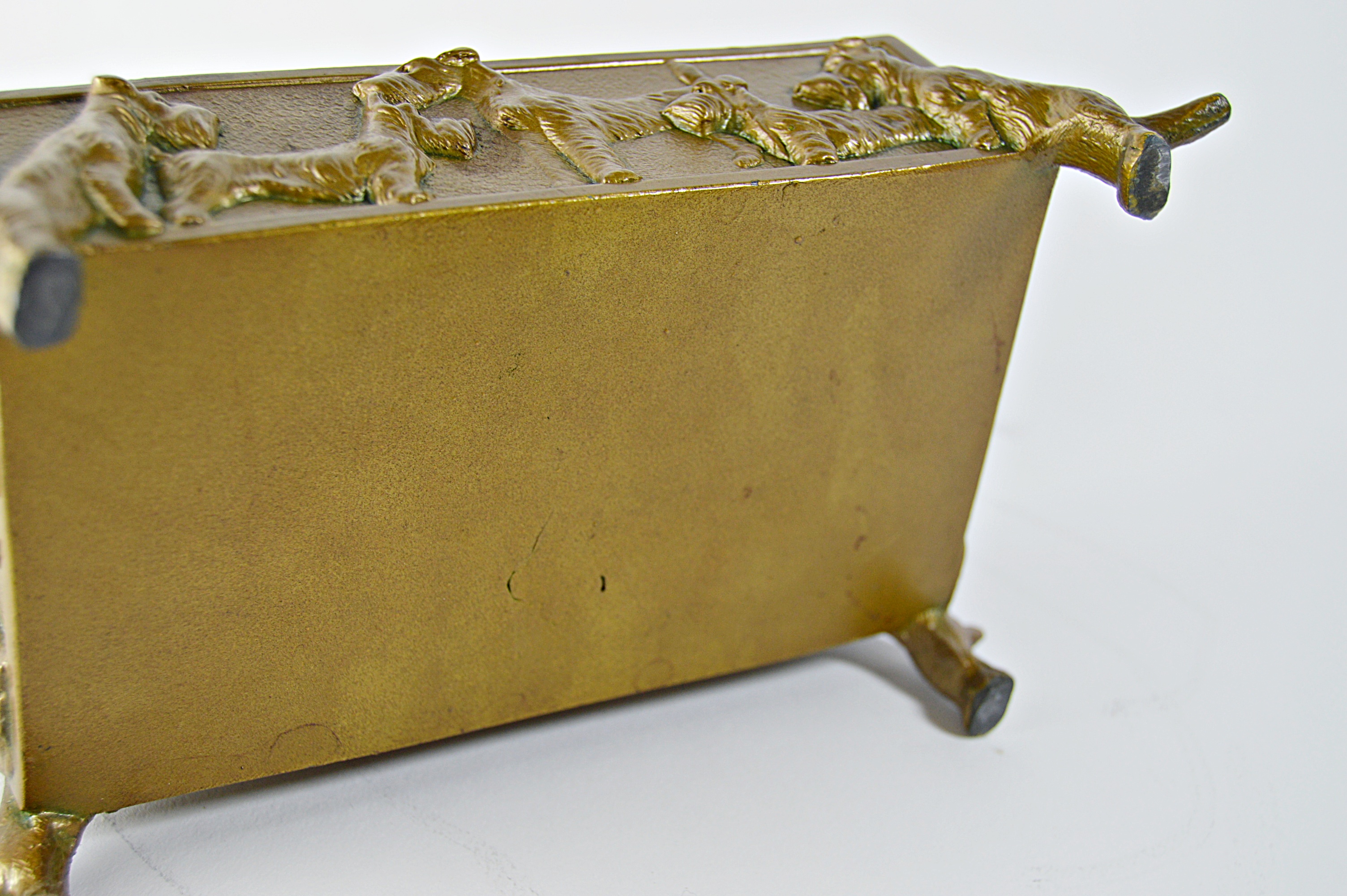 Vintage Onyx and Metal Box with Scottish and Welsh Terriers