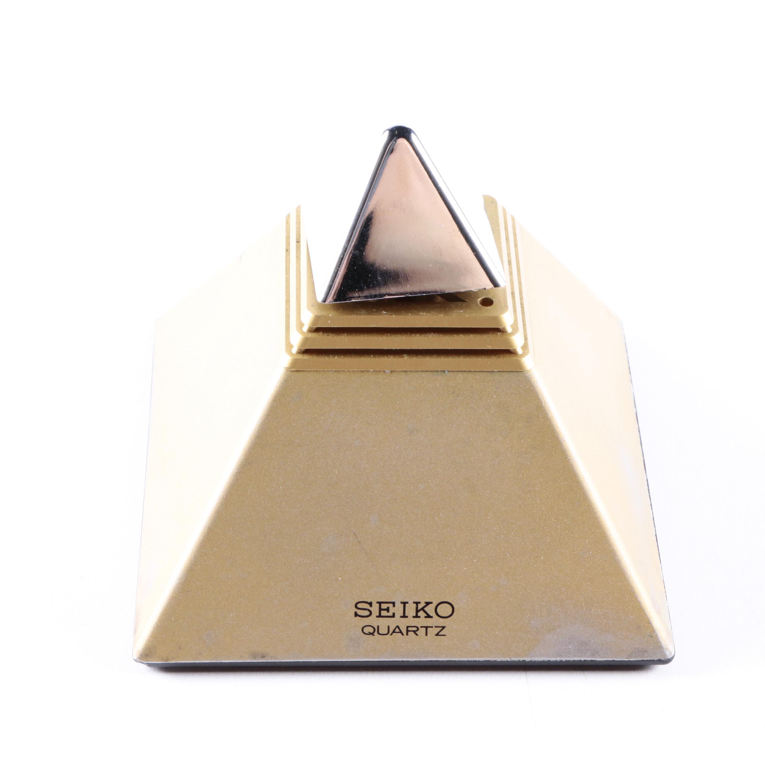 Pair of Wallets and Vintage Seiko Pyramid Talking Alarm Clock