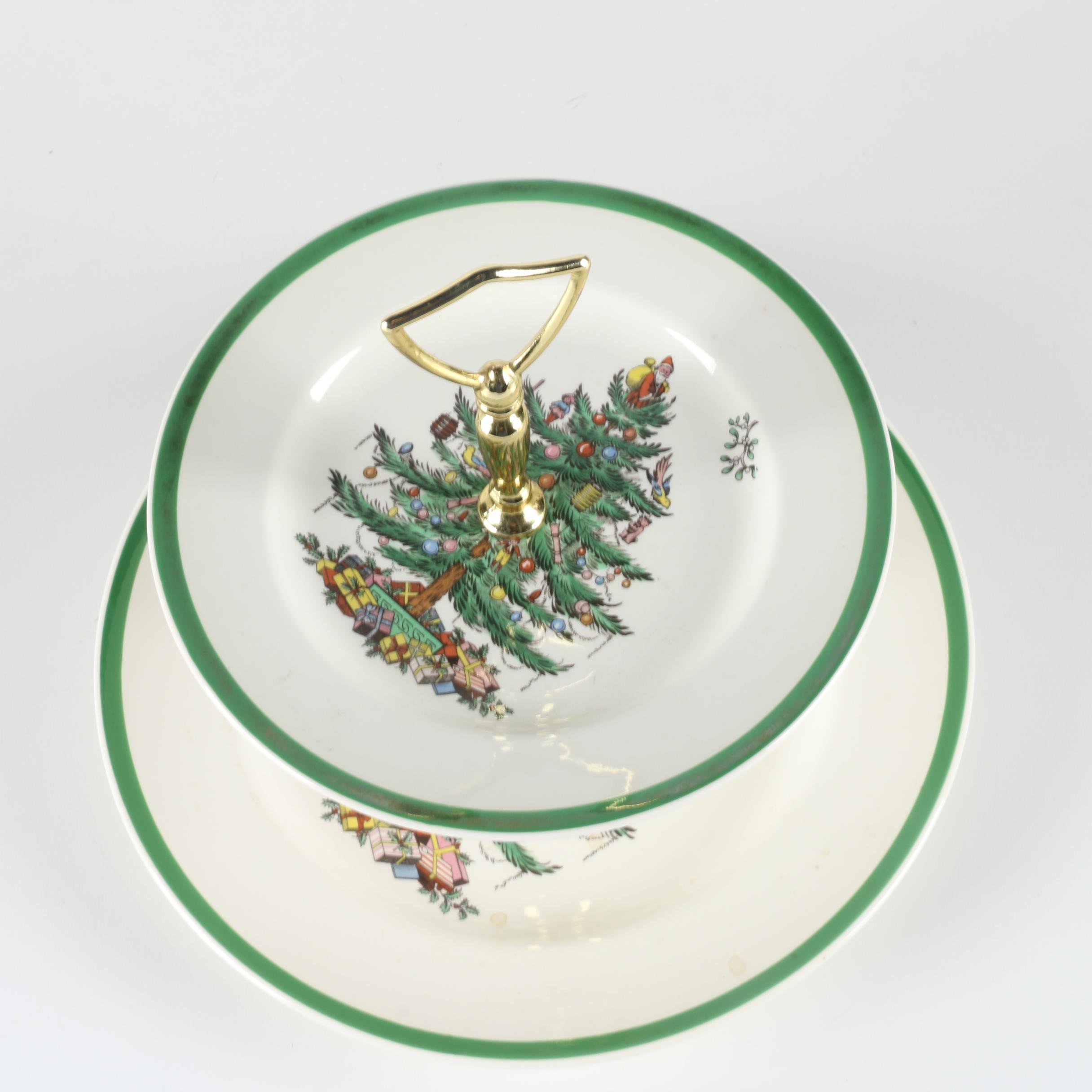 Spode "Christmas Tree" Two-Tiered Serving Tray