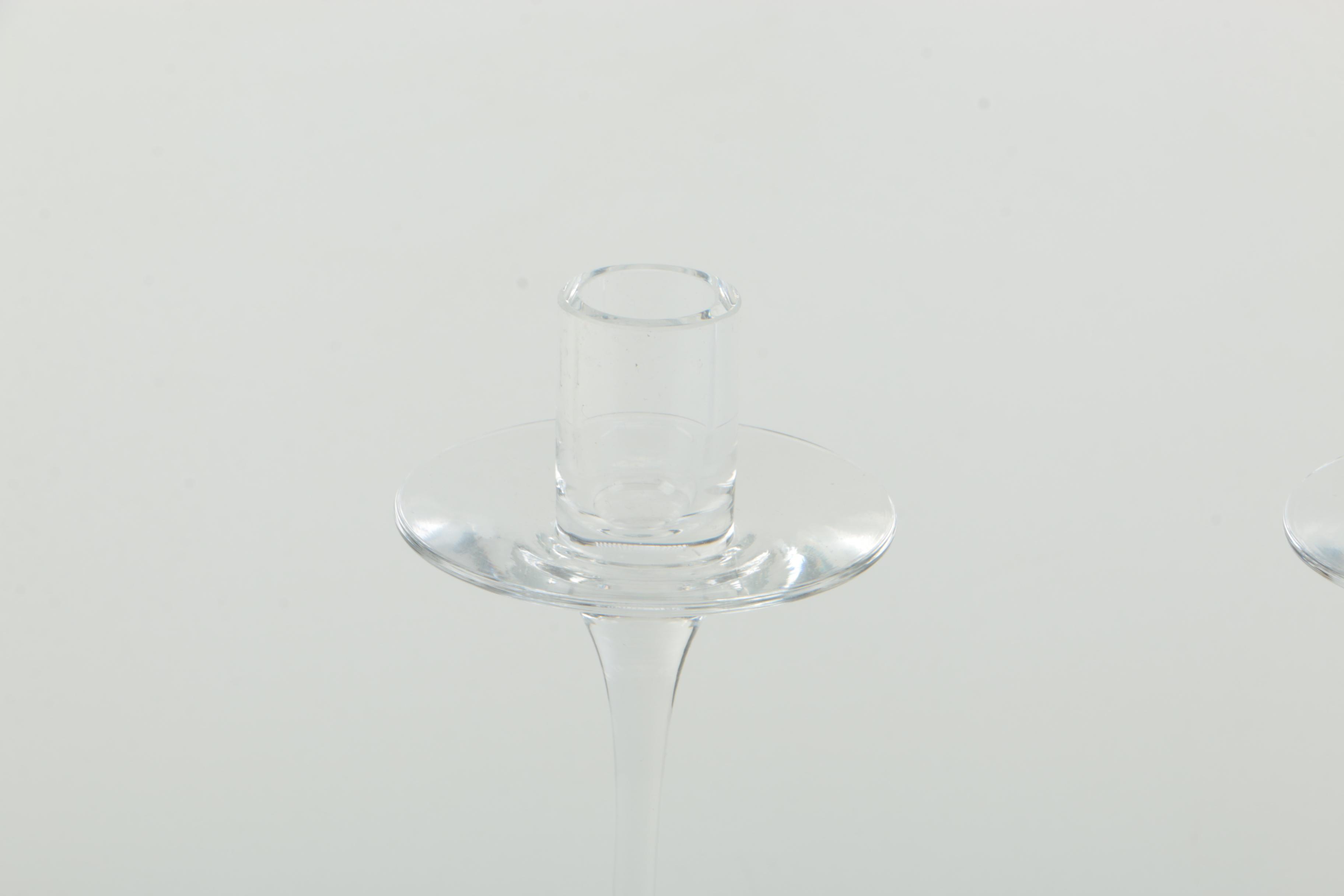 Vintage Clear Glass Tall Stem "Gabriel"  Candleholders by Nils Landberg