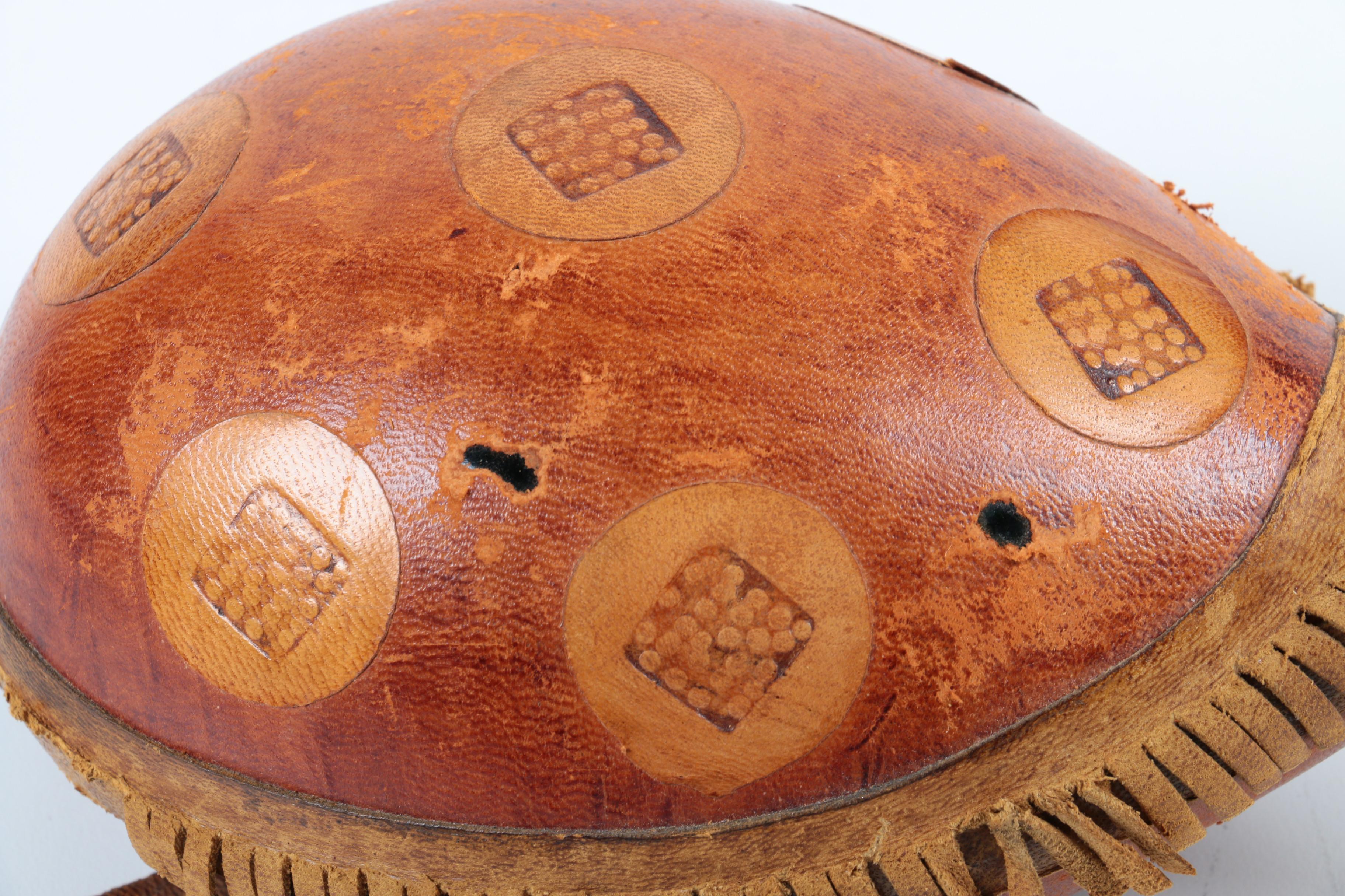 Italian Leather Duck and Turtle Decanters