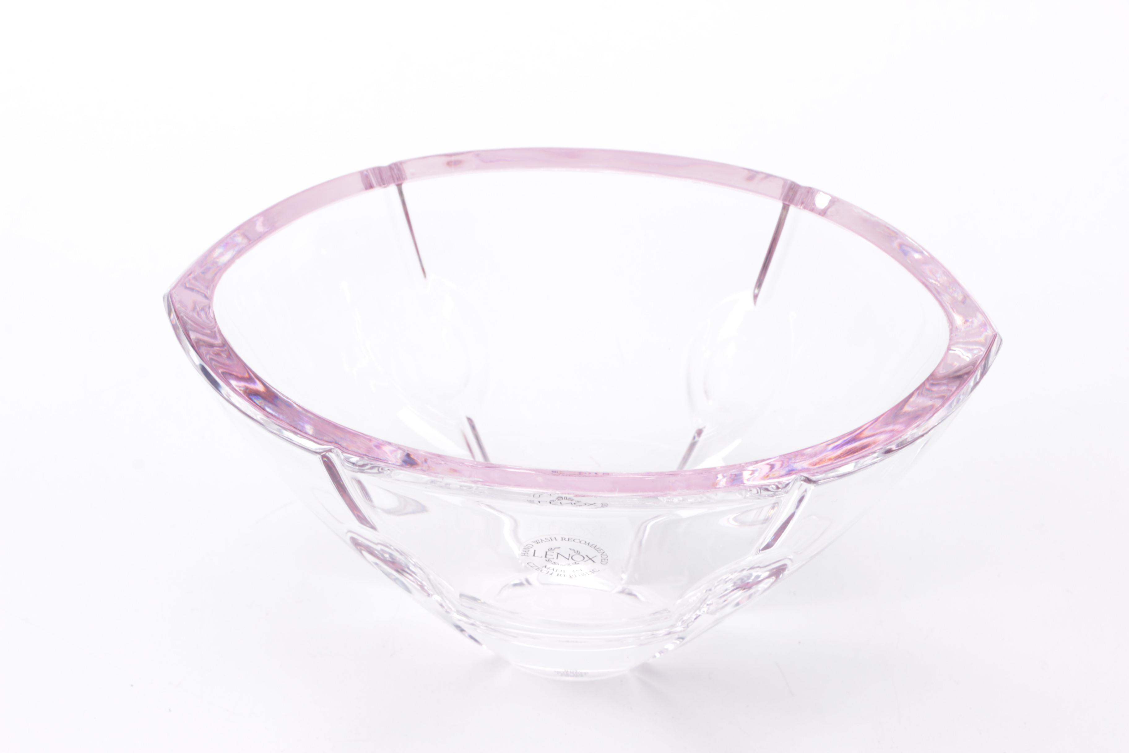 Opaline Glass Compote and Lenox Crystal Bowl
