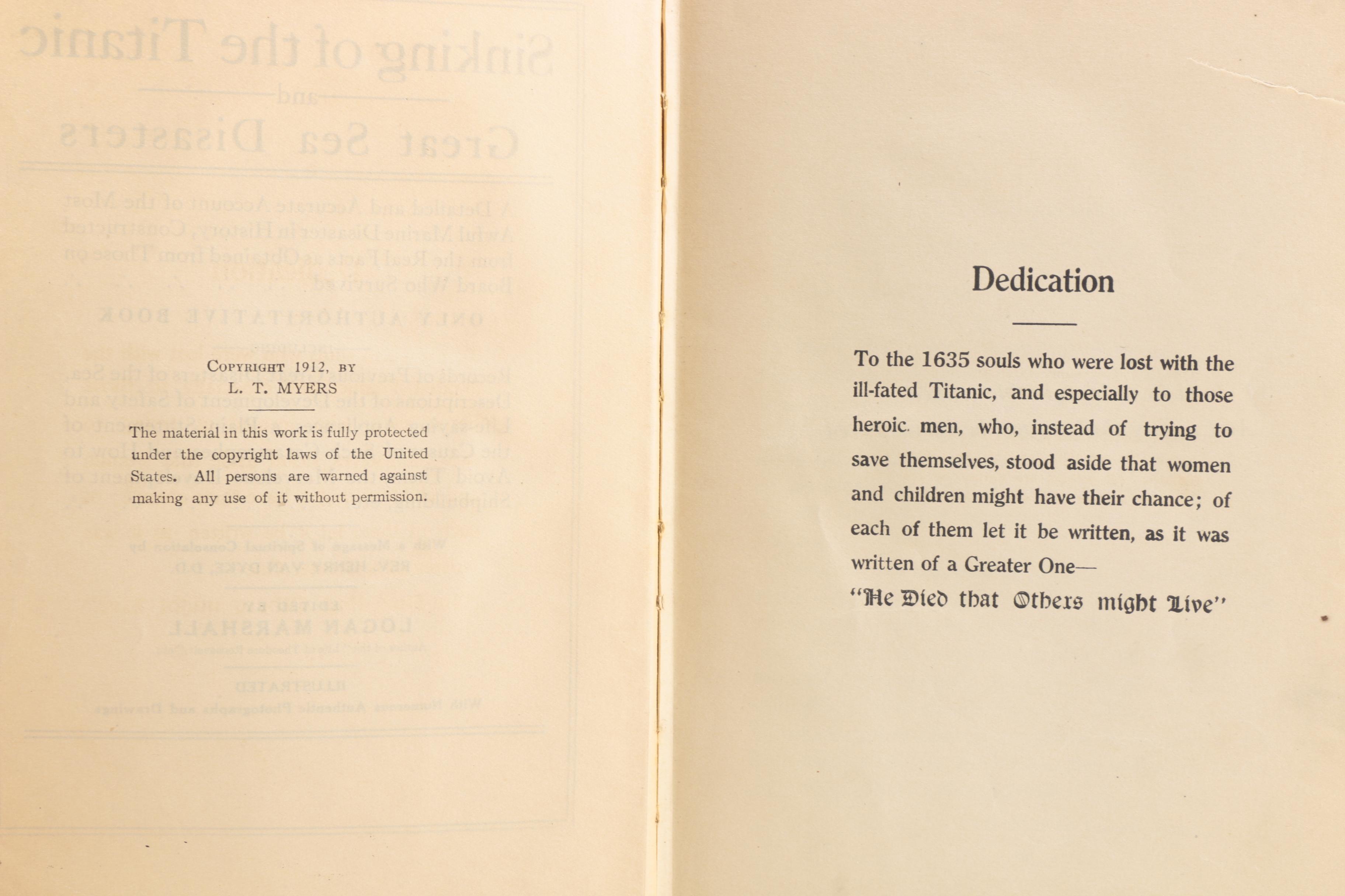 1912 "Sinking of the Titanic and Great Sea Disasters"