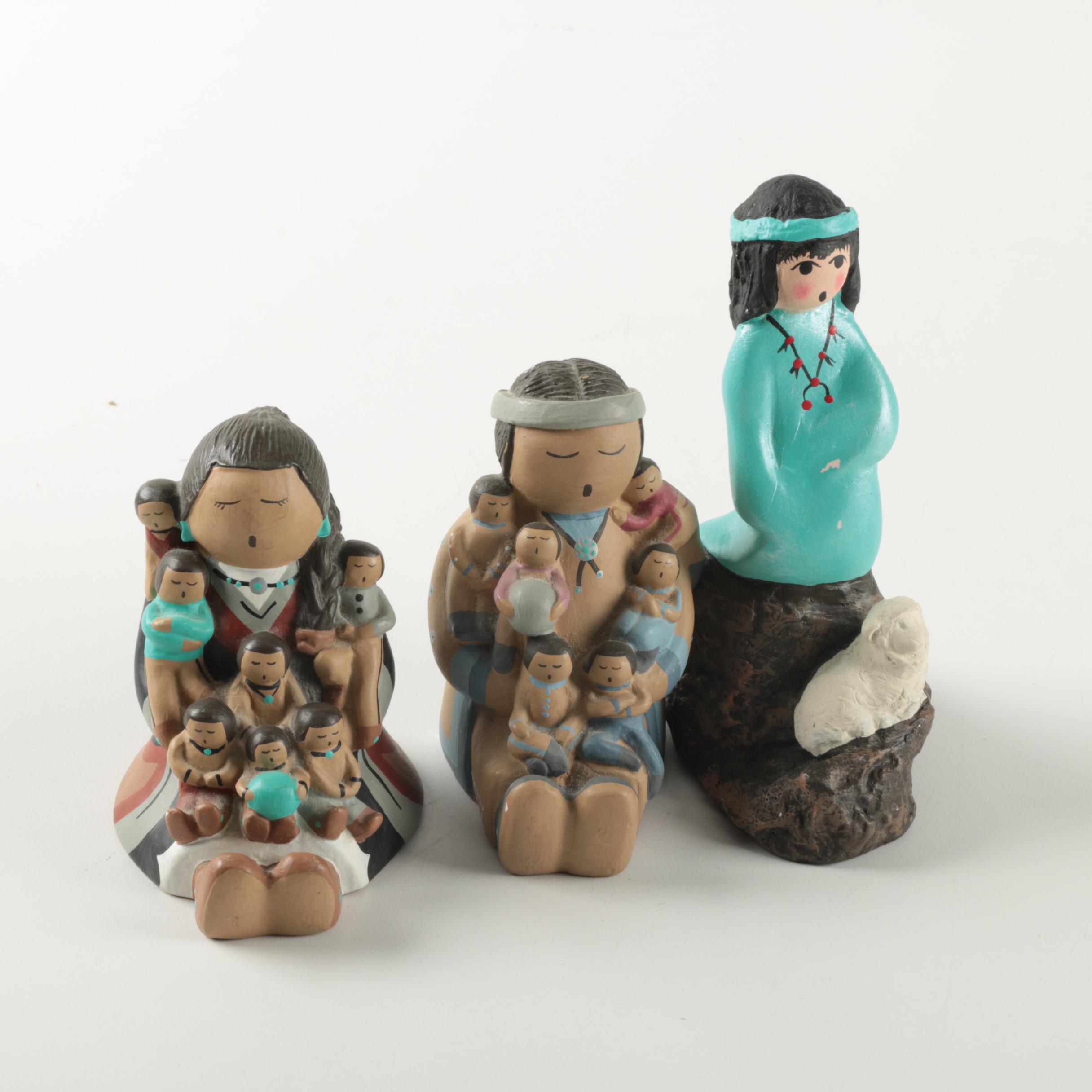 Native American Storyteller Doll Figurines