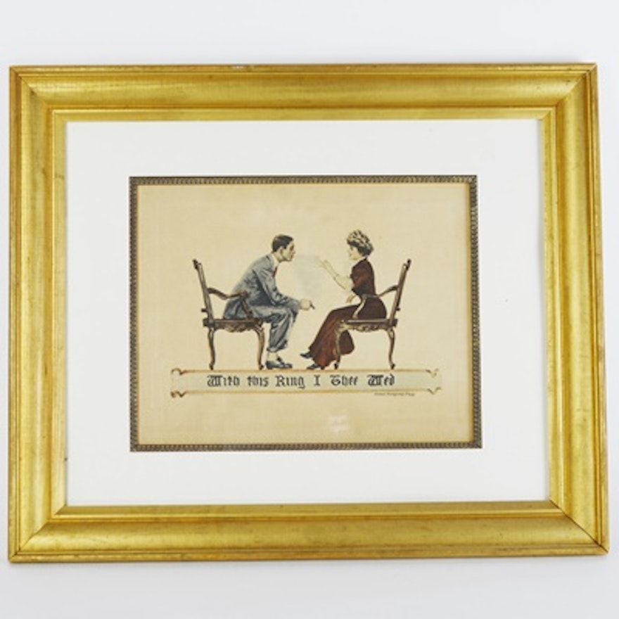 James Montgomery Fiagg Offset Lithograph "With This Ring I Thee Wed"