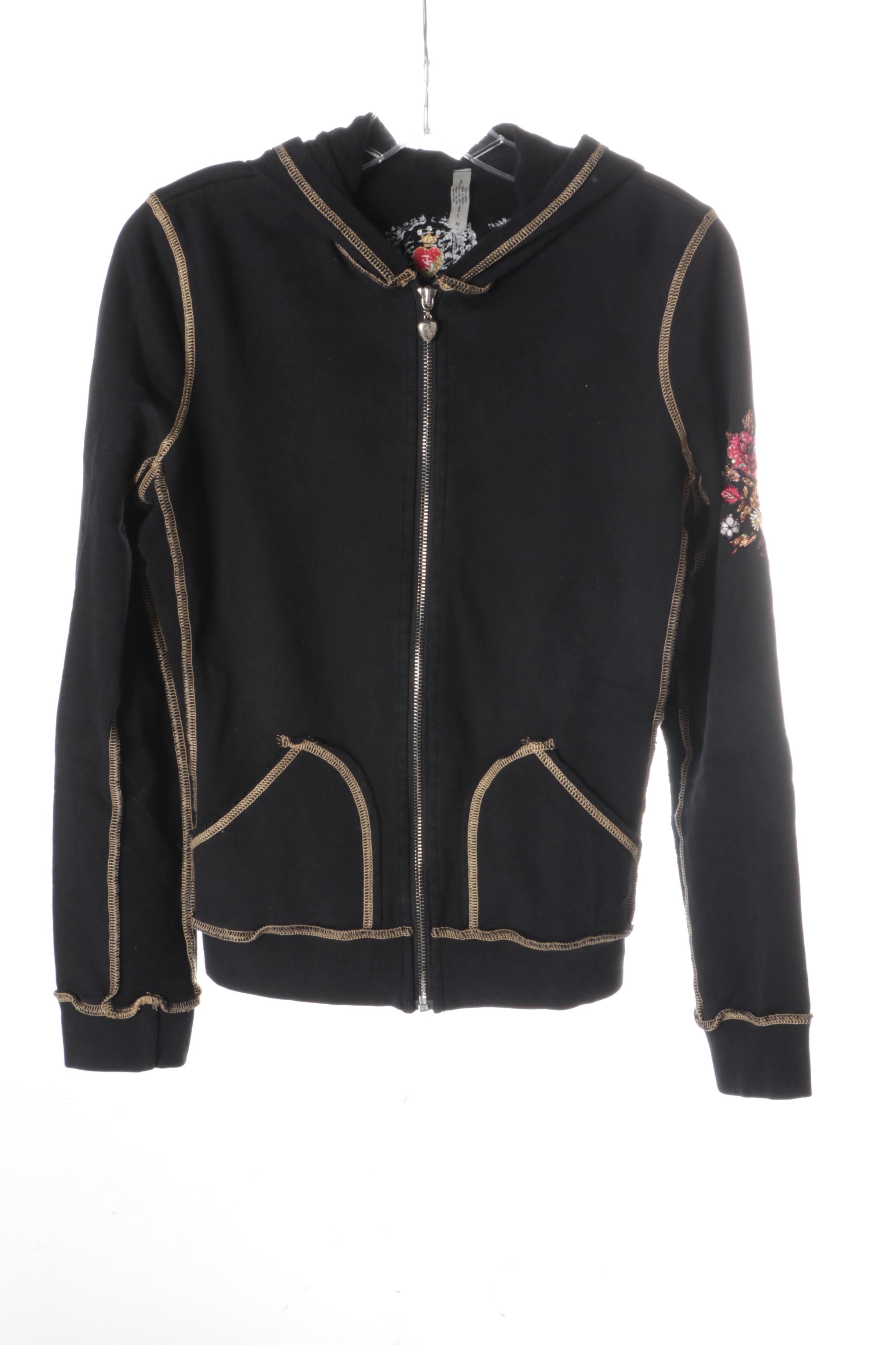 Women's Twisted Heart Black Cotton Sweatsuit