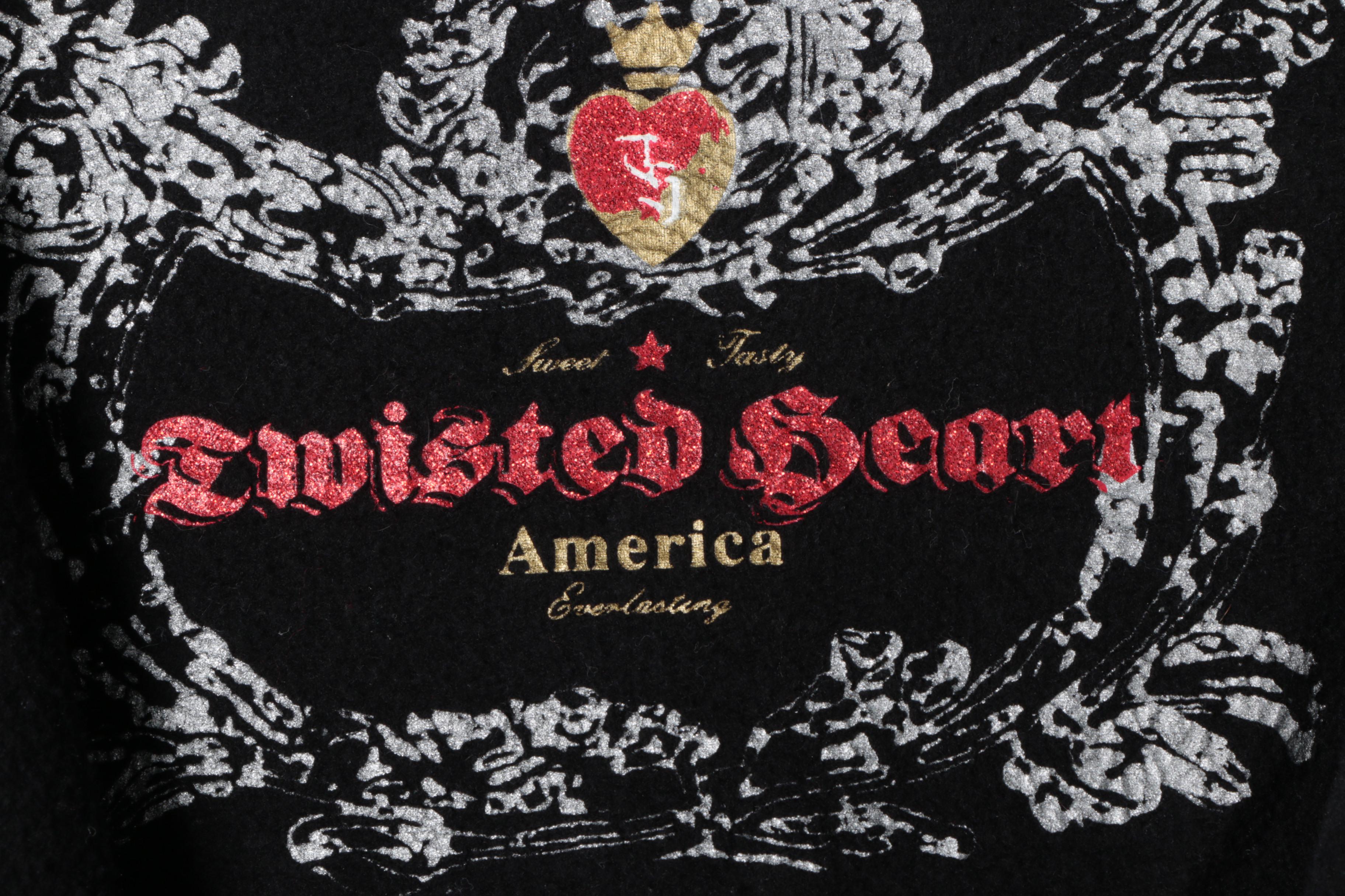 Women's Twisted Heart Black Cotton Sweatsuit