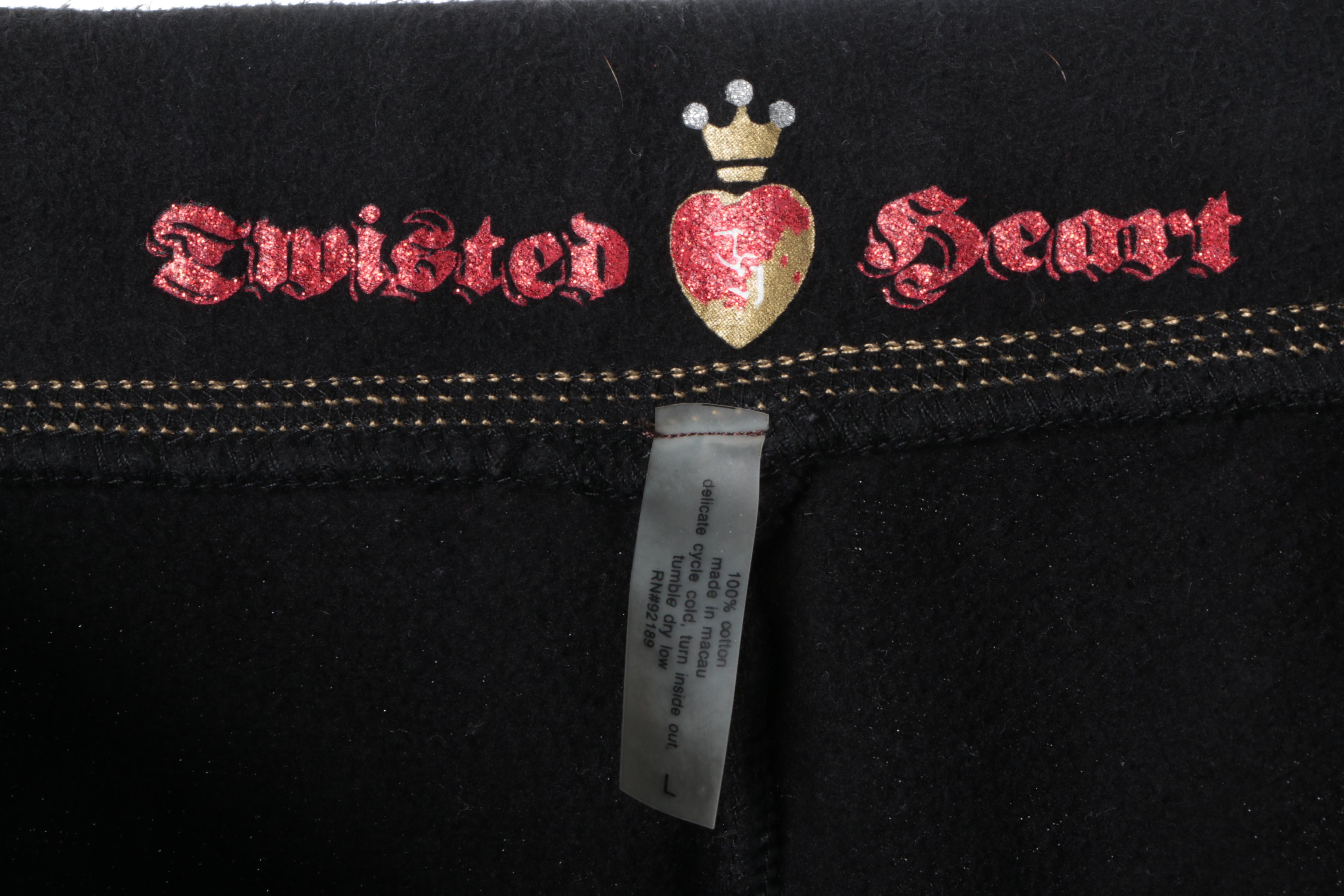 Women's Twisted Heart Black Cotton Sweatsuit