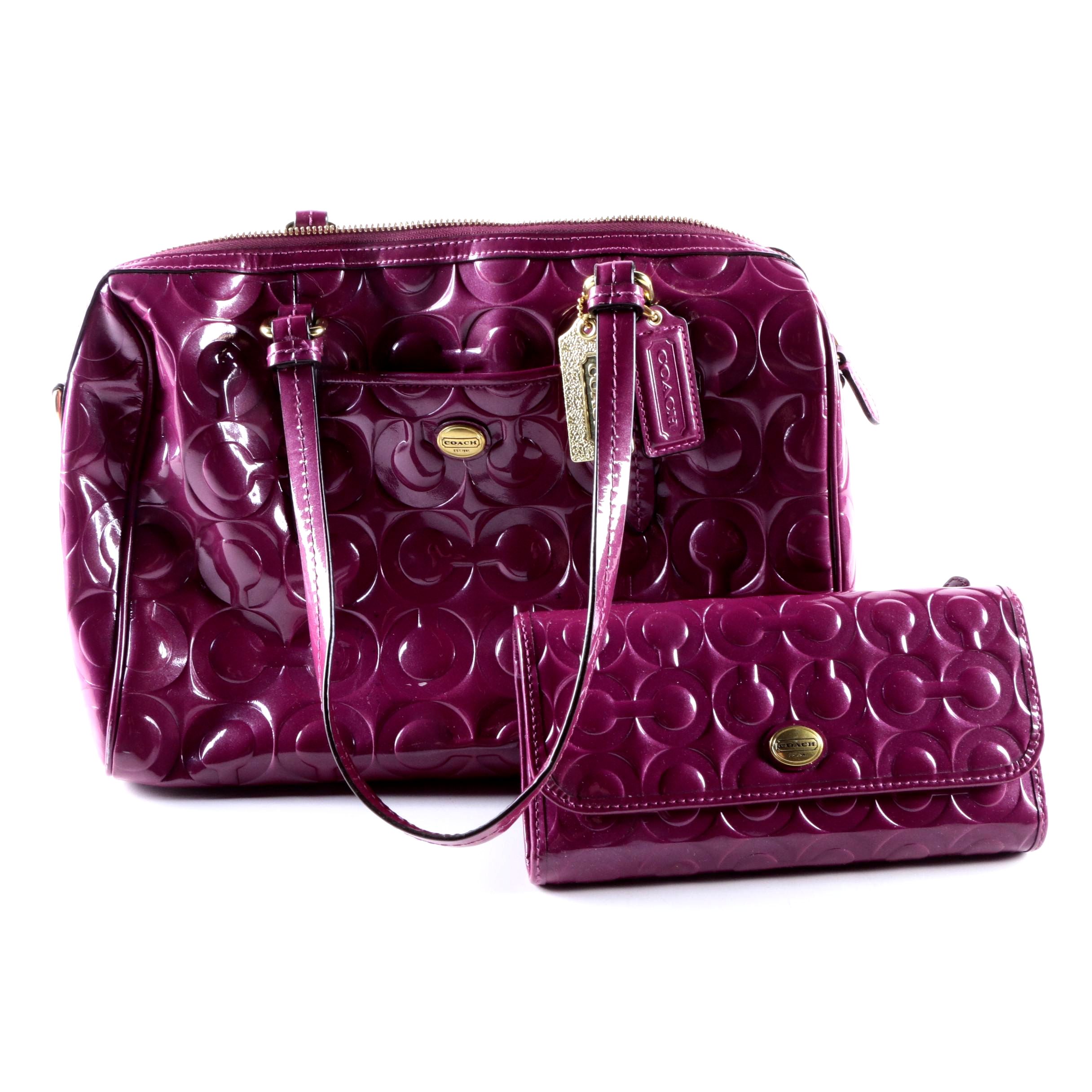 Coach Patent Leather Peyton Handbag with Wallet