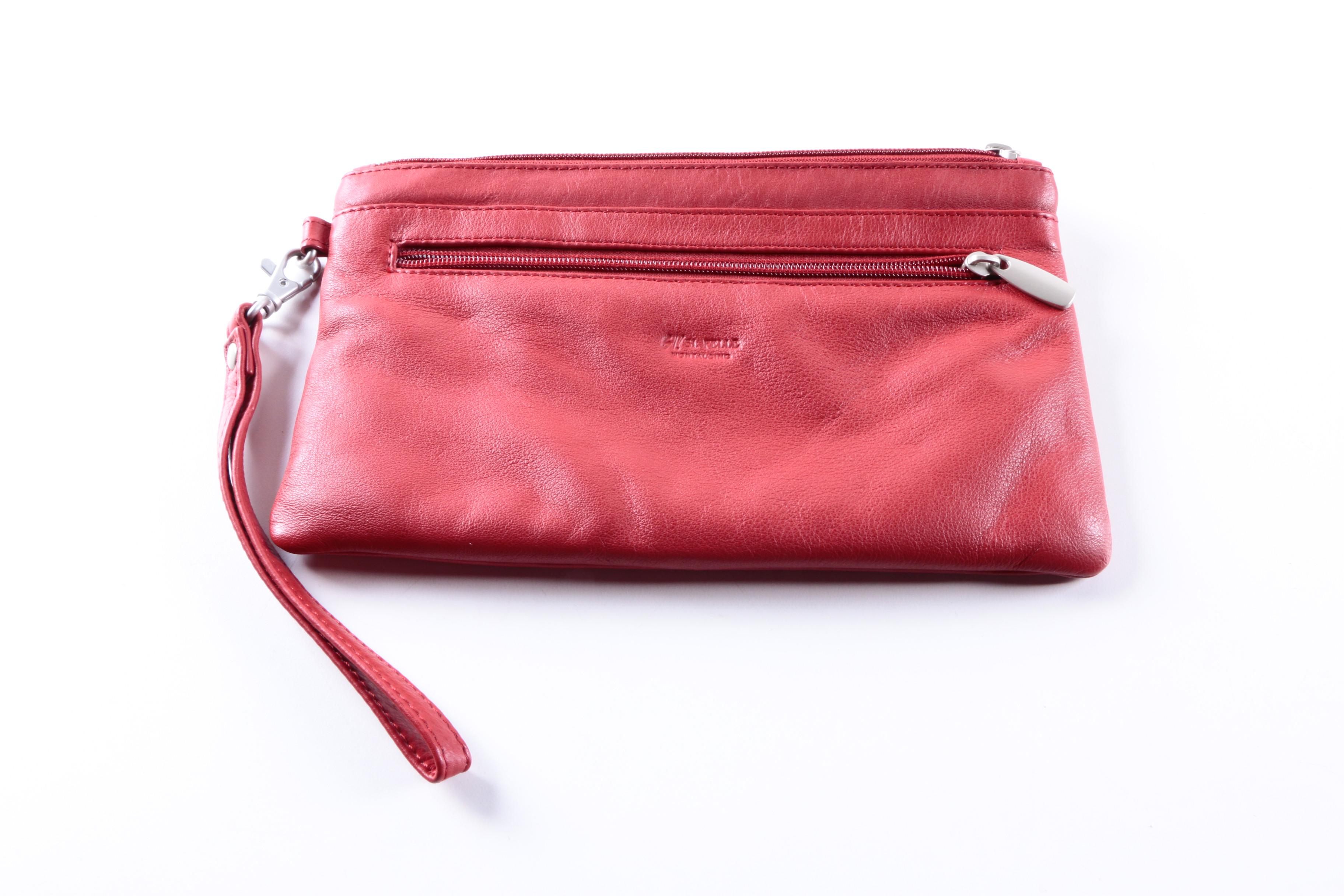Si.Si.Pelle Montalcino Red Leather Clutch