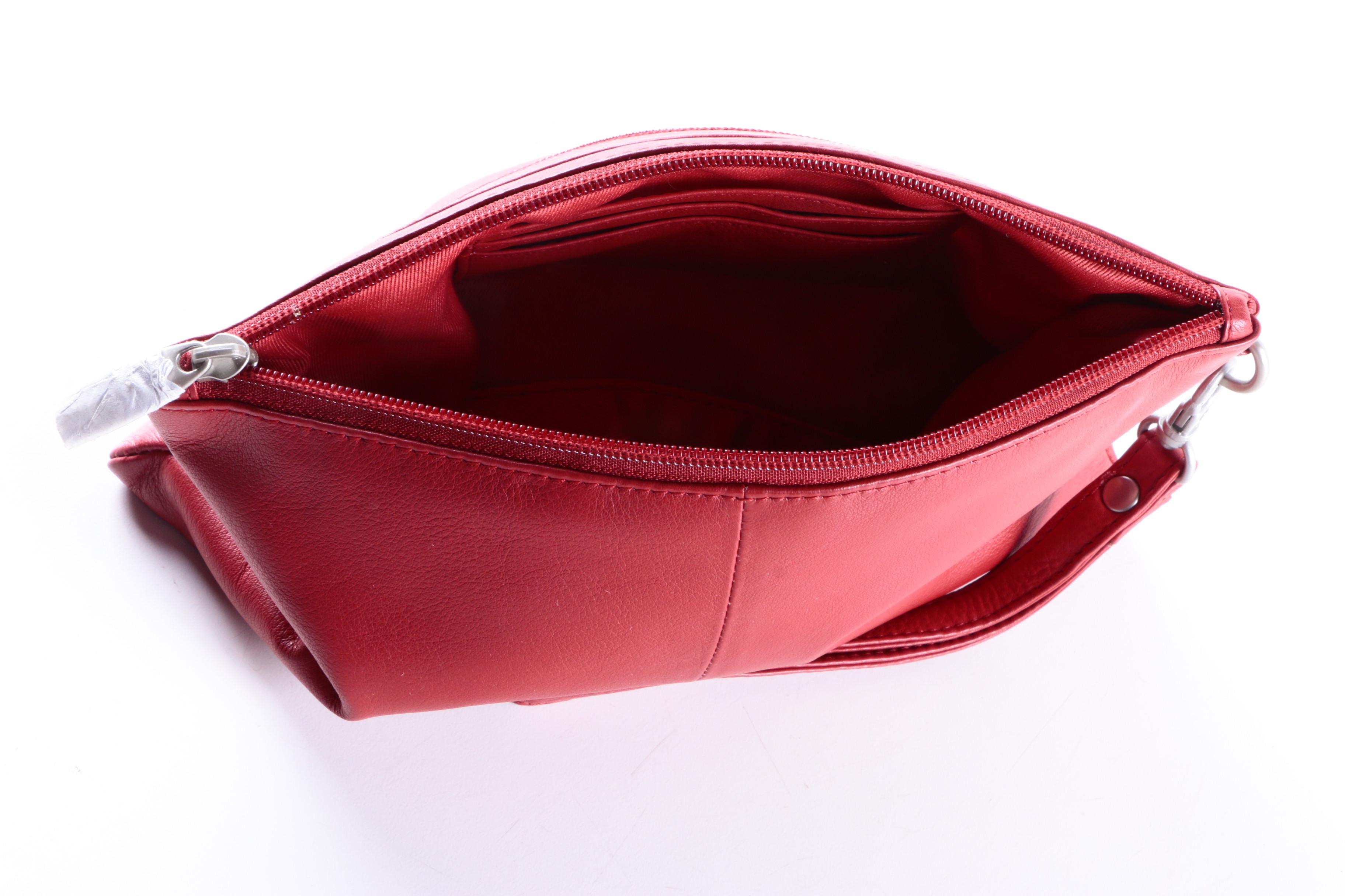 Si.Si.Pelle Montalcino Red Leather Clutch