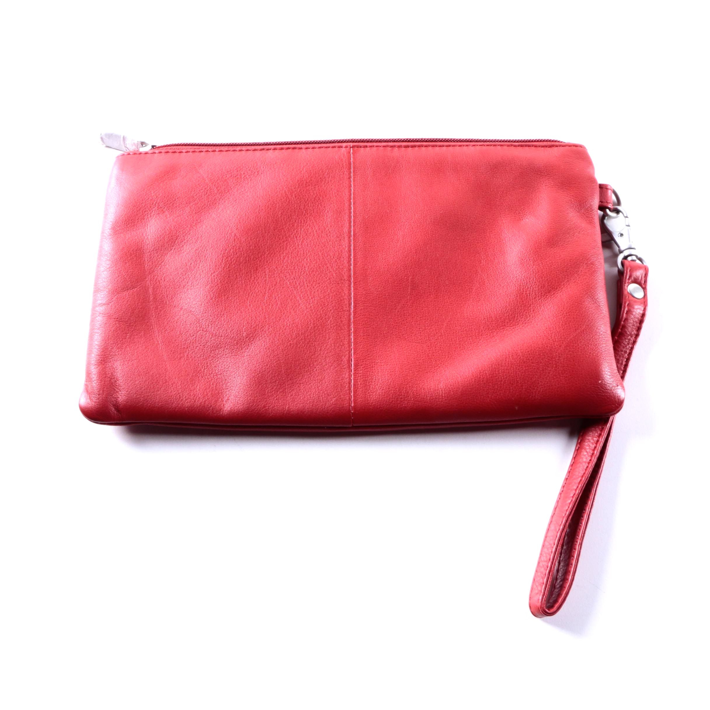 Si.Si.Pelle Montalcino Red Leather Clutch