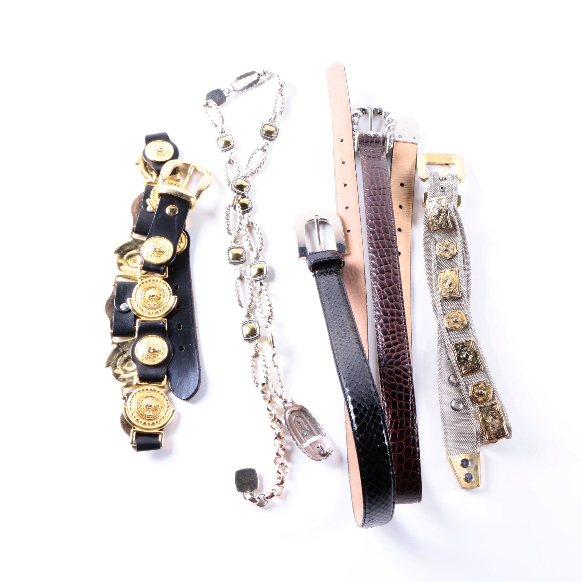 Women's Metal, Snakeskin and Leather Belts Including Brighton