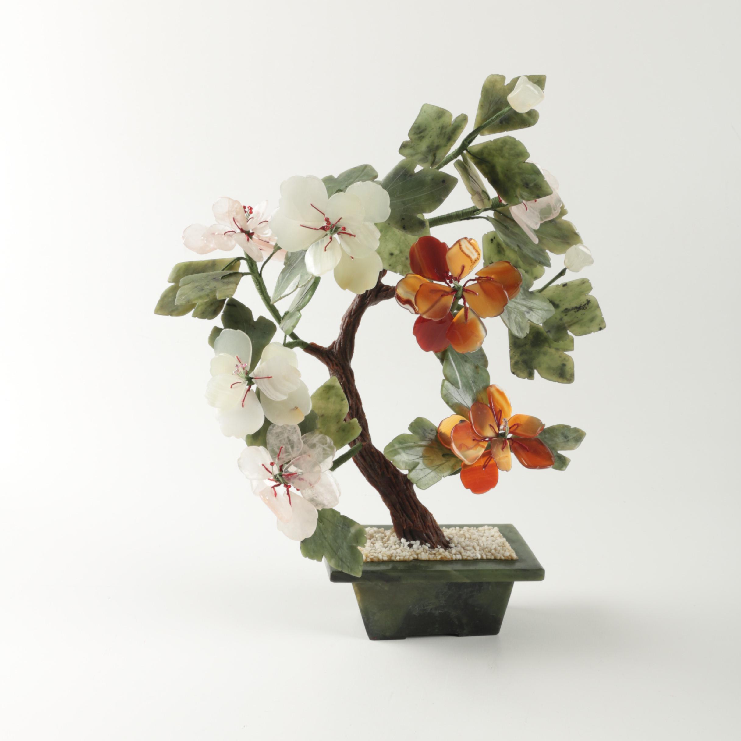 Quartz and Serpentine Flowering Tree
