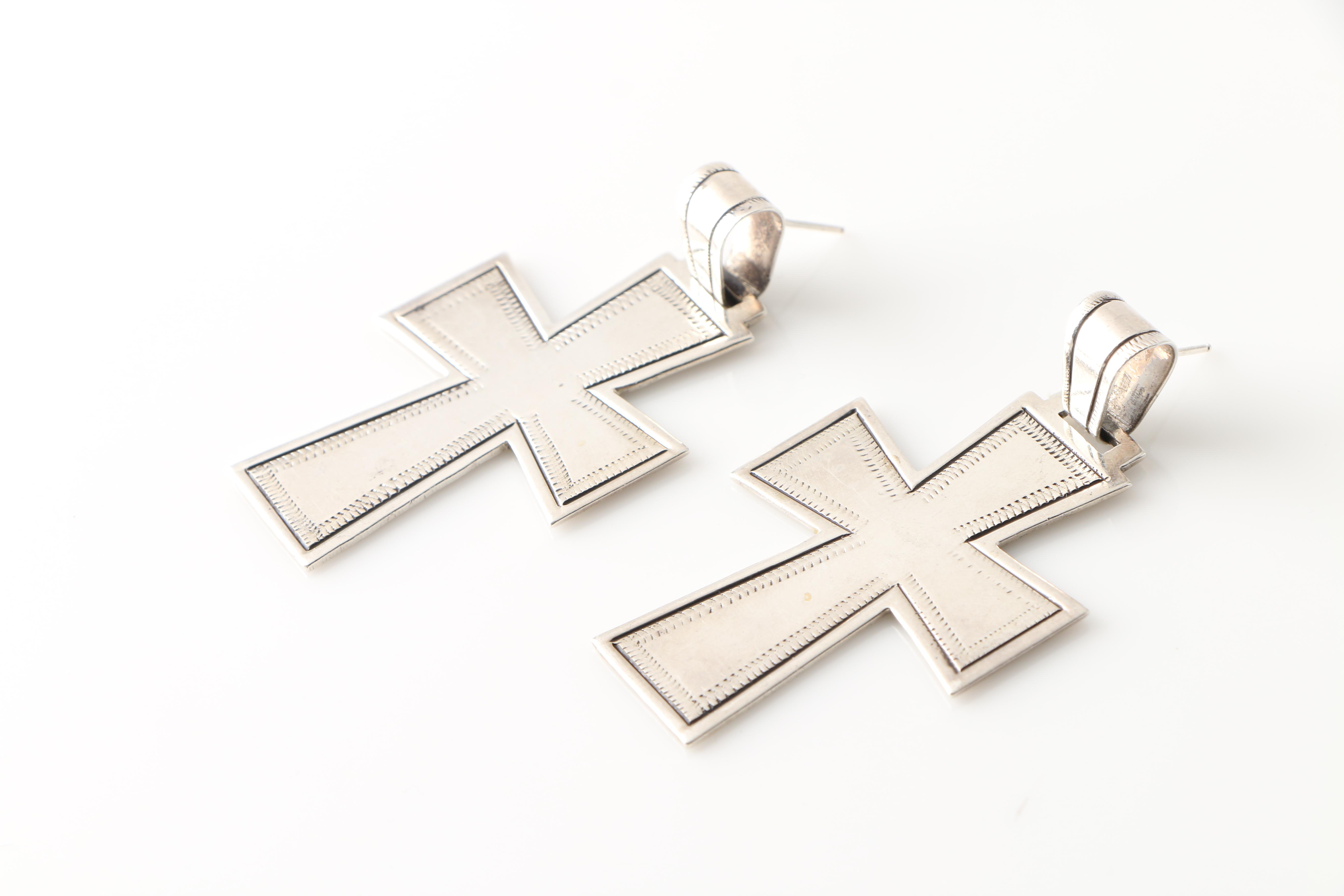 Sterling Silver Cross Earrings and Pendants Including a Crucifix Pendant