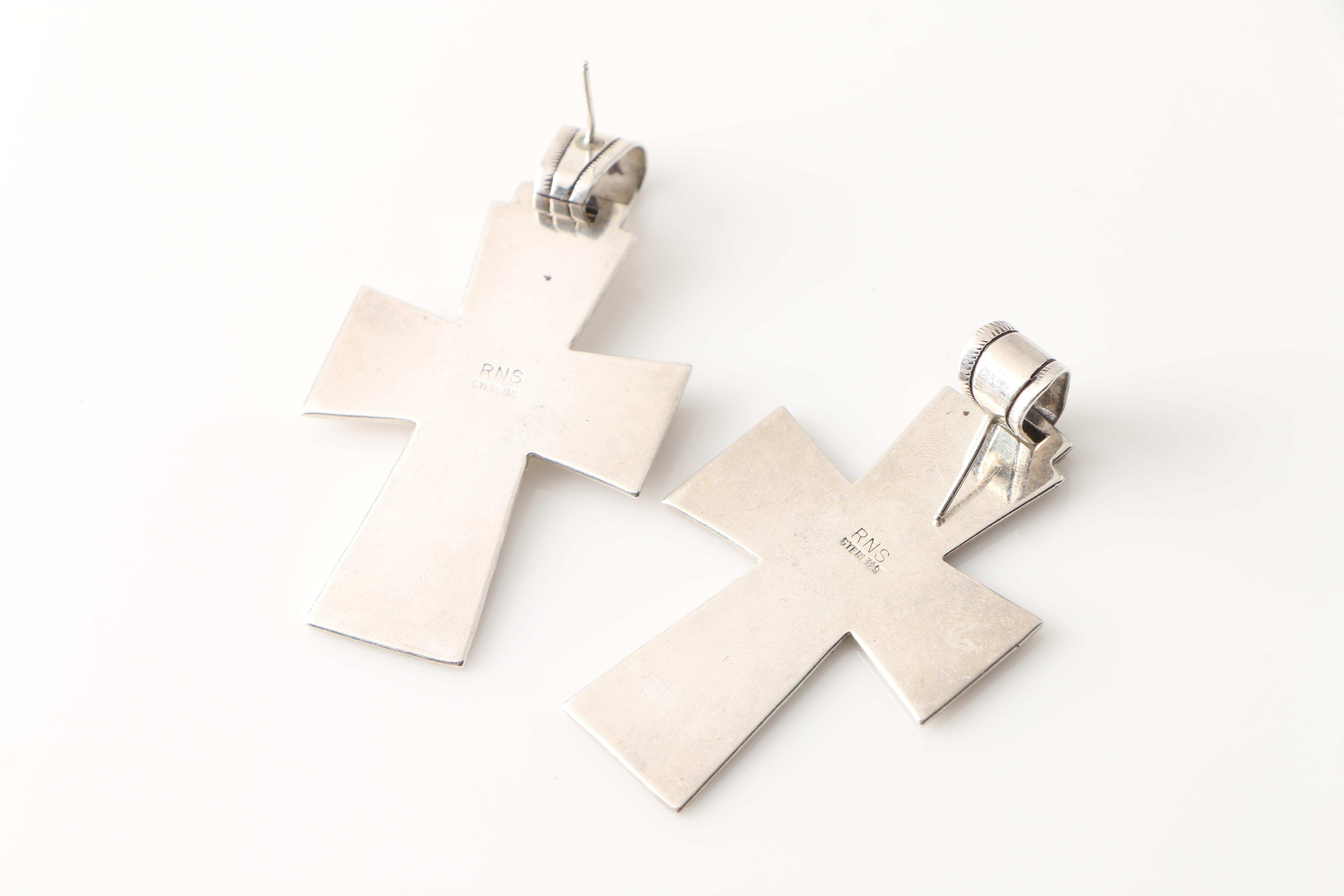 Sterling Silver Cross Earrings and Pendants Including a Crucifix Pendant