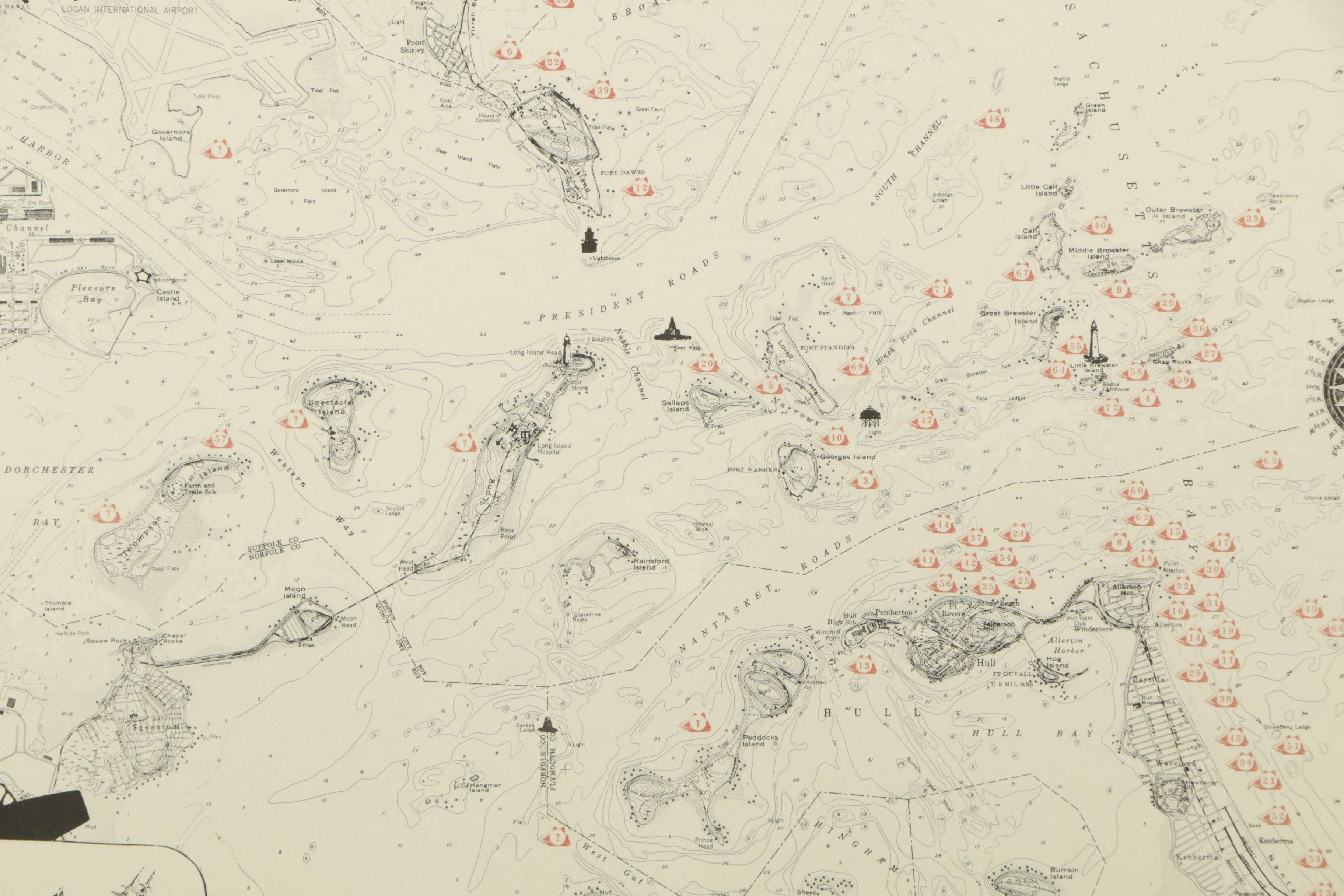 Lithographic Poster "Shipwrecks of Boston Harbor"