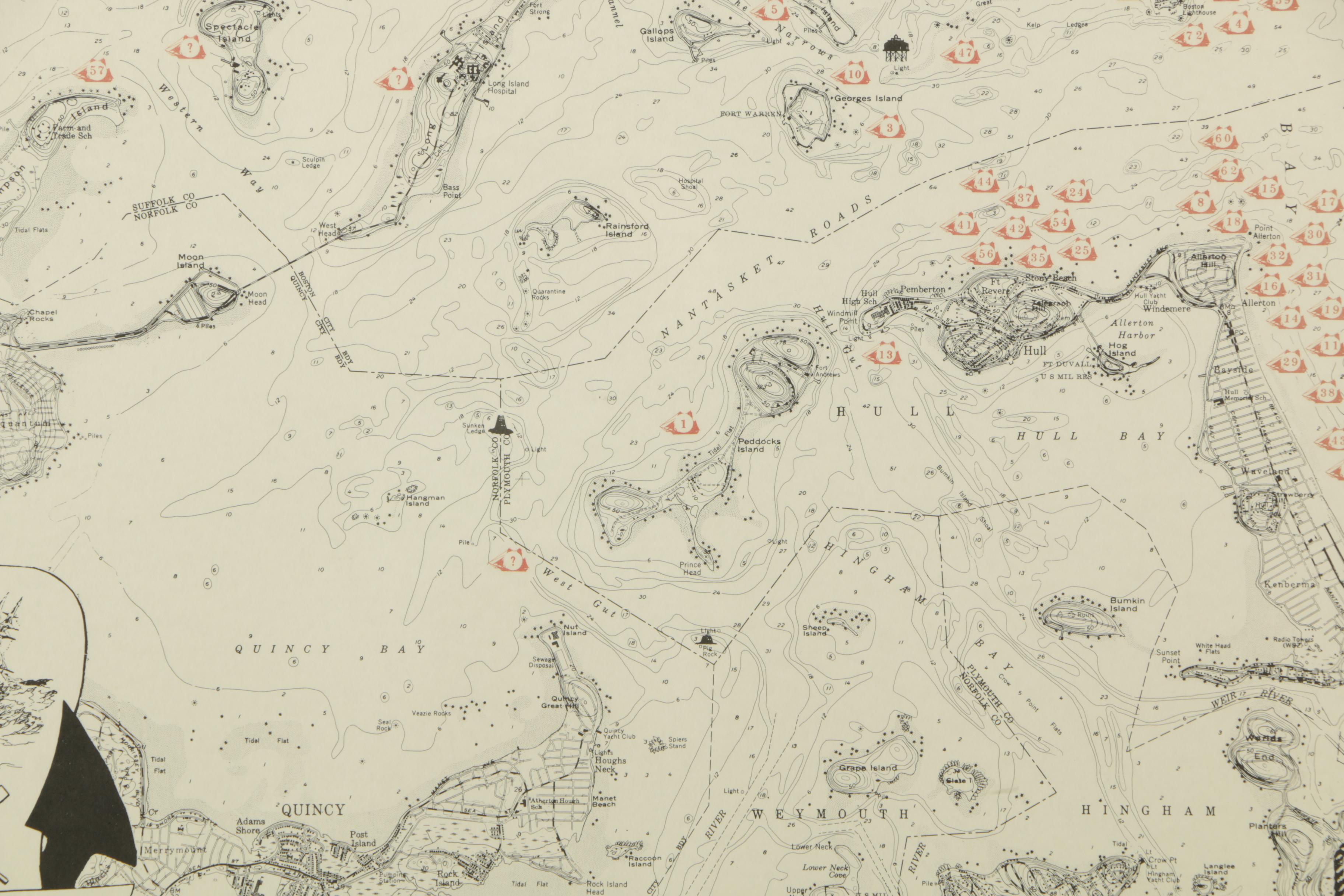 Lithographic Poster "Shipwrecks of Boston Harbor"