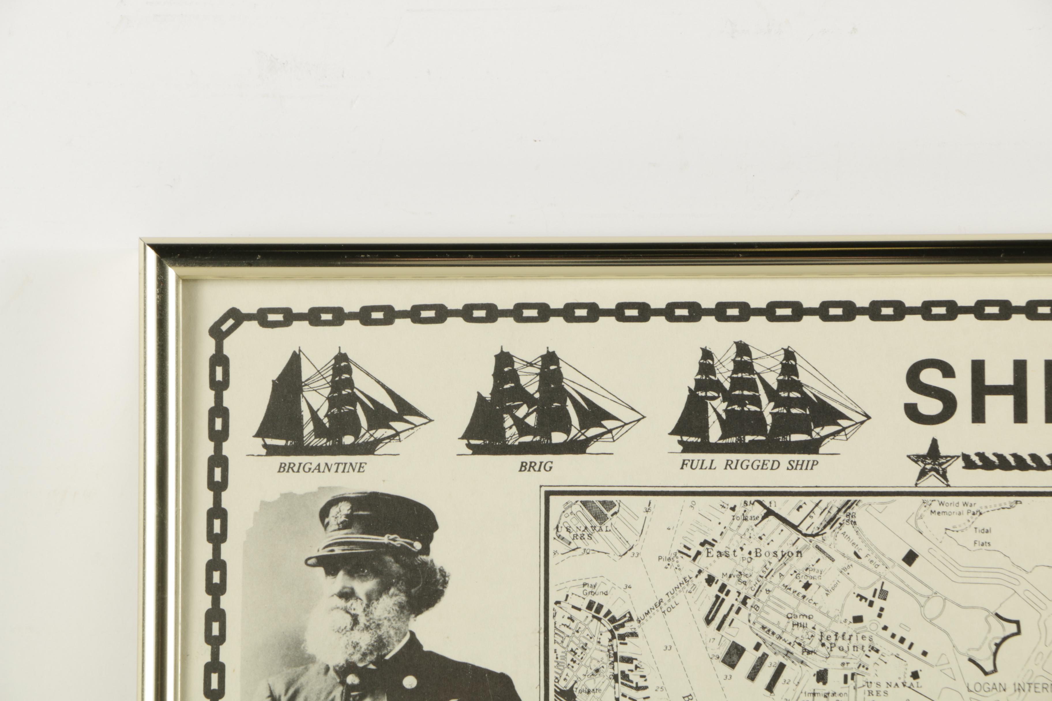 Lithographic Poster "Shipwrecks of Boston Harbor"