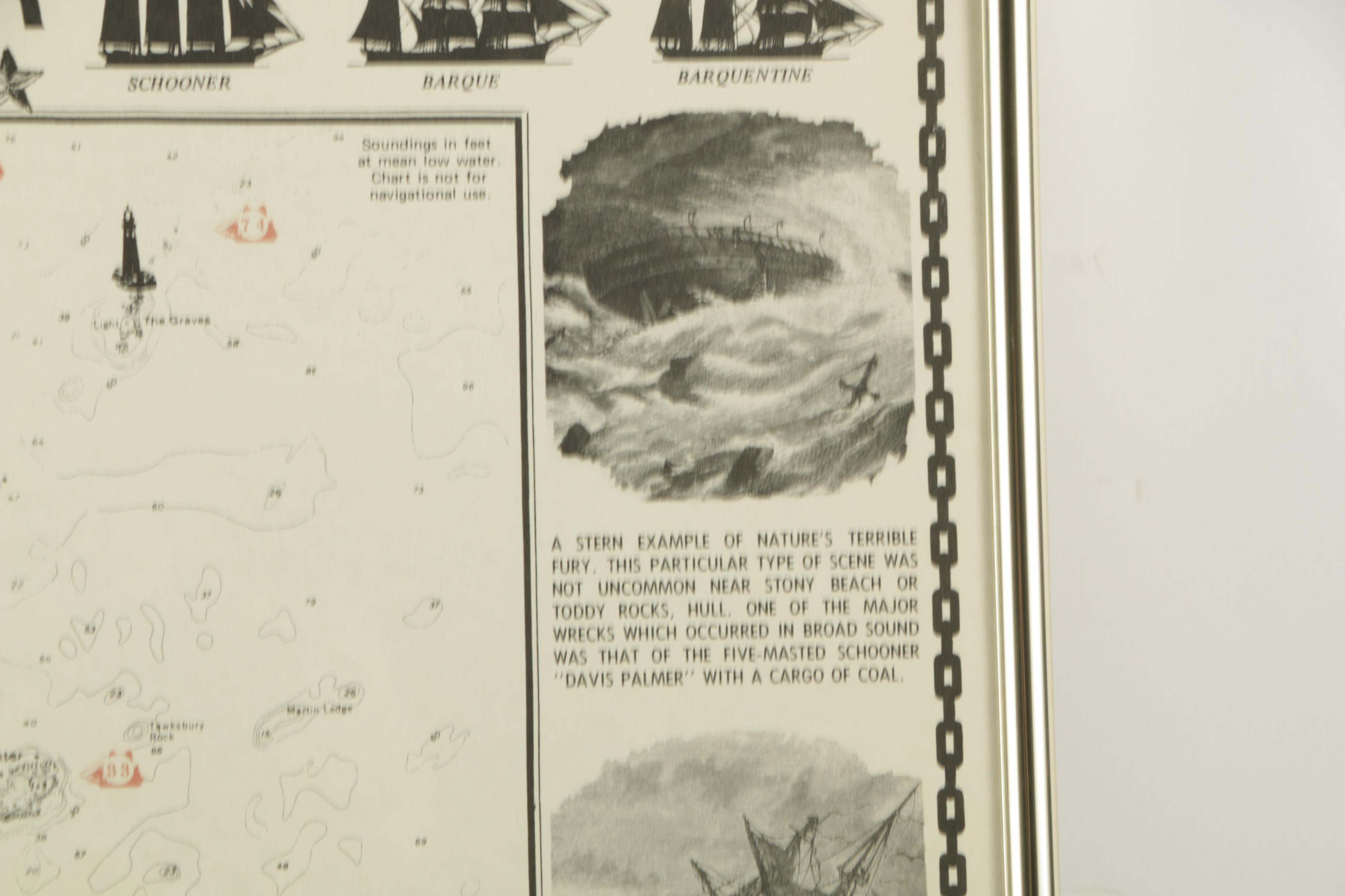 Lithographic Poster "Shipwrecks of Boston Harbor"