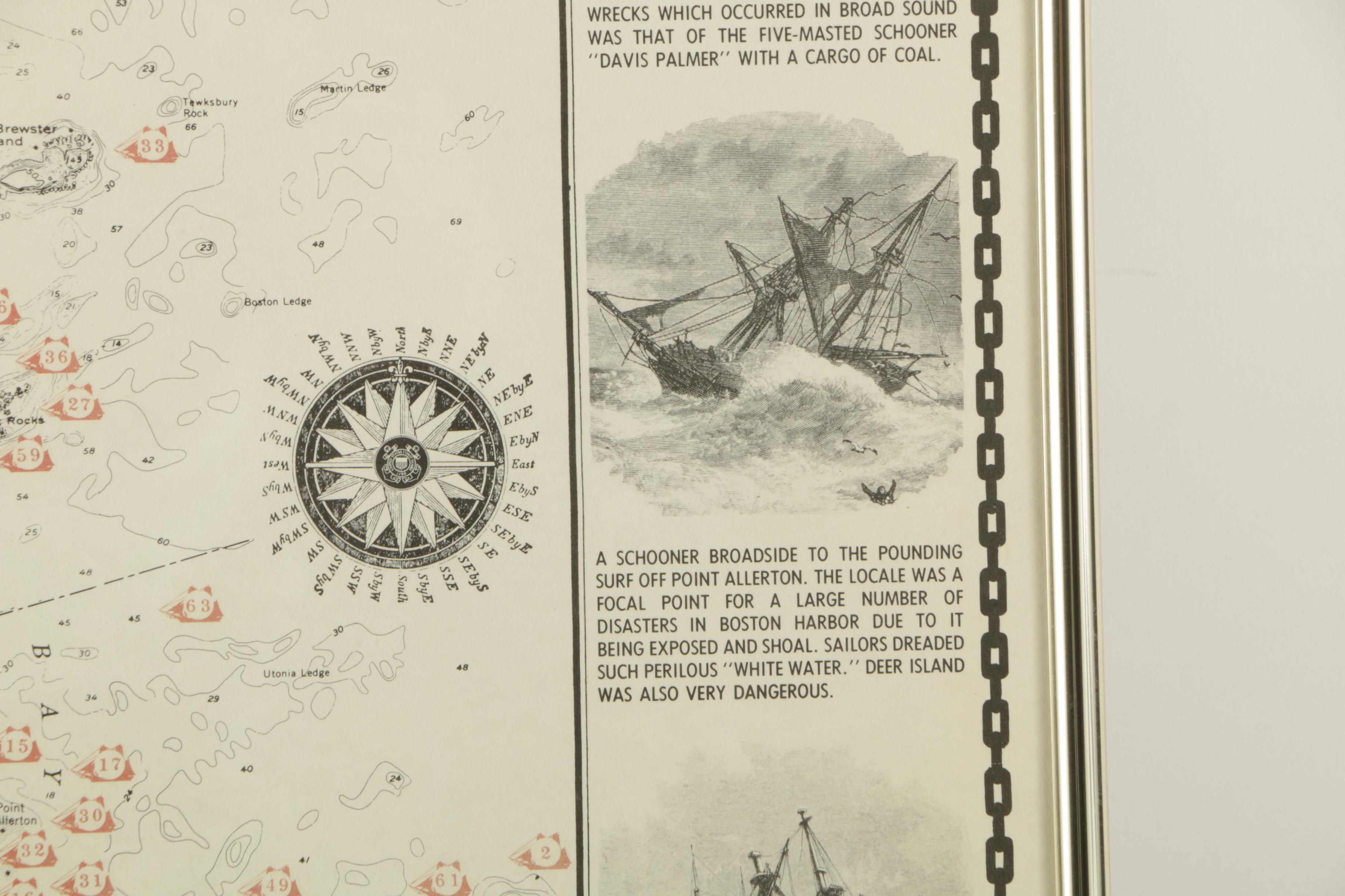 Lithographic Poster "Shipwrecks of Boston Harbor"