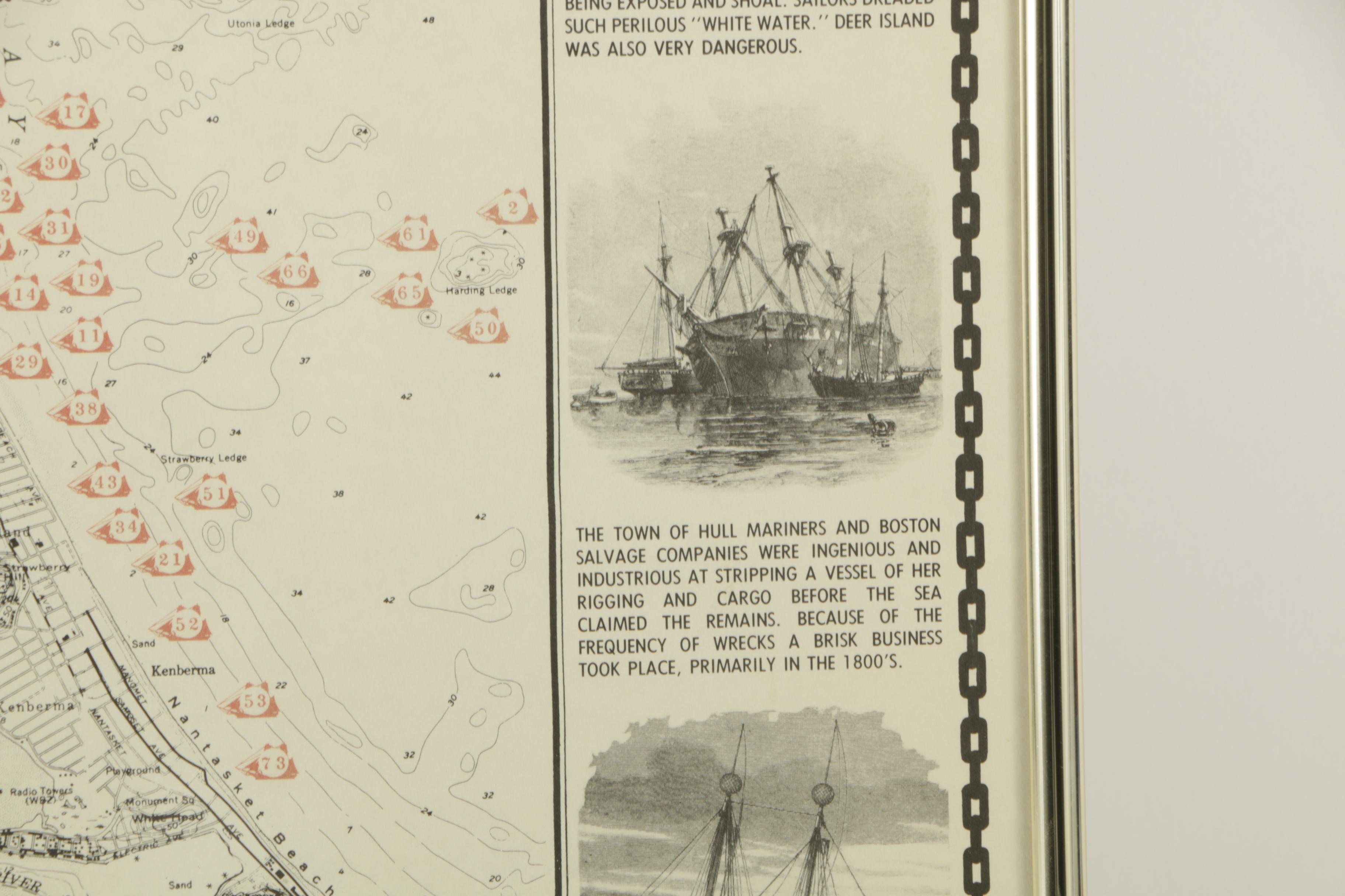 Lithographic Poster "Shipwrecks of Boston Harbor"