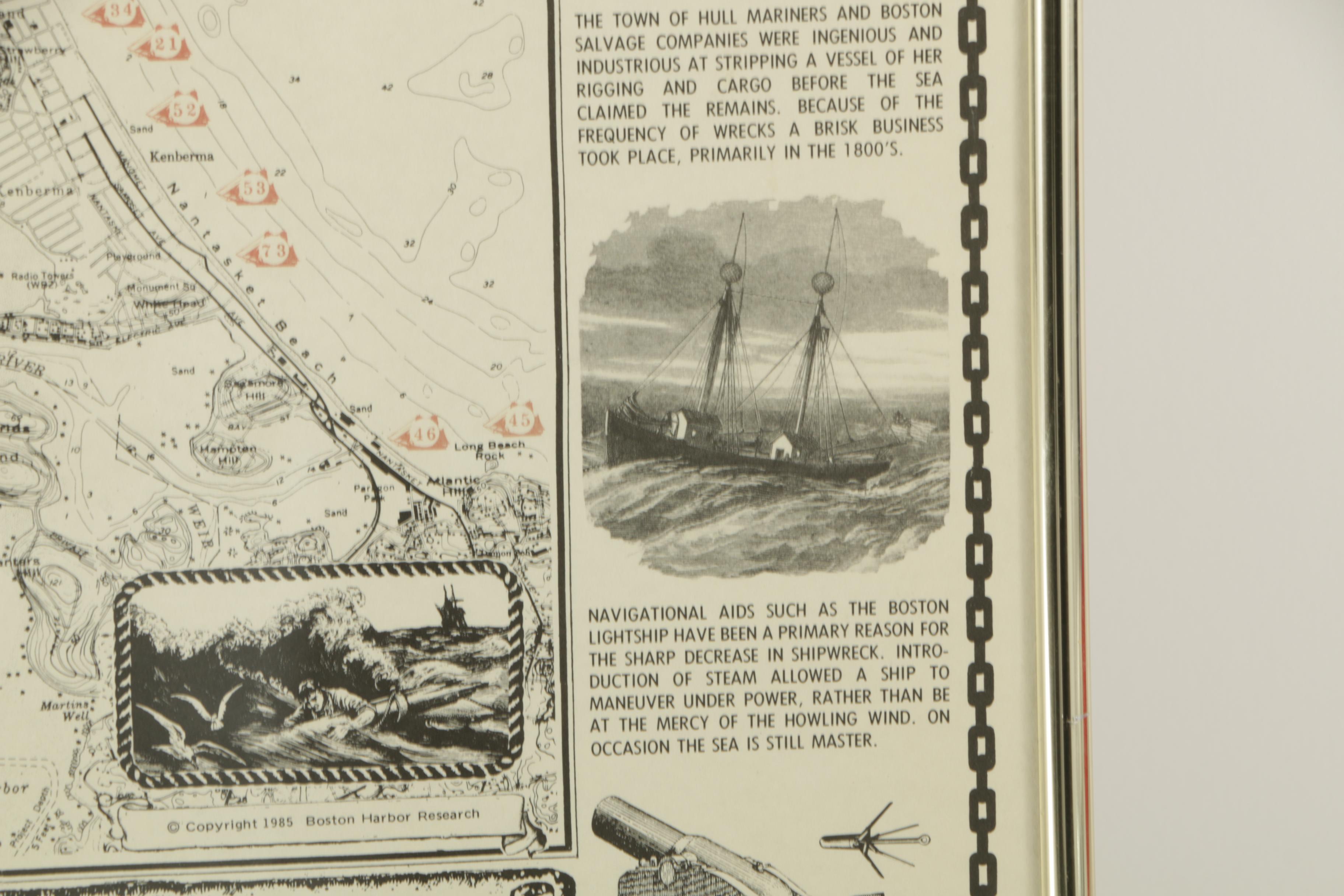 Lithographic Poster "Shipwrecks of Boston Harbor"