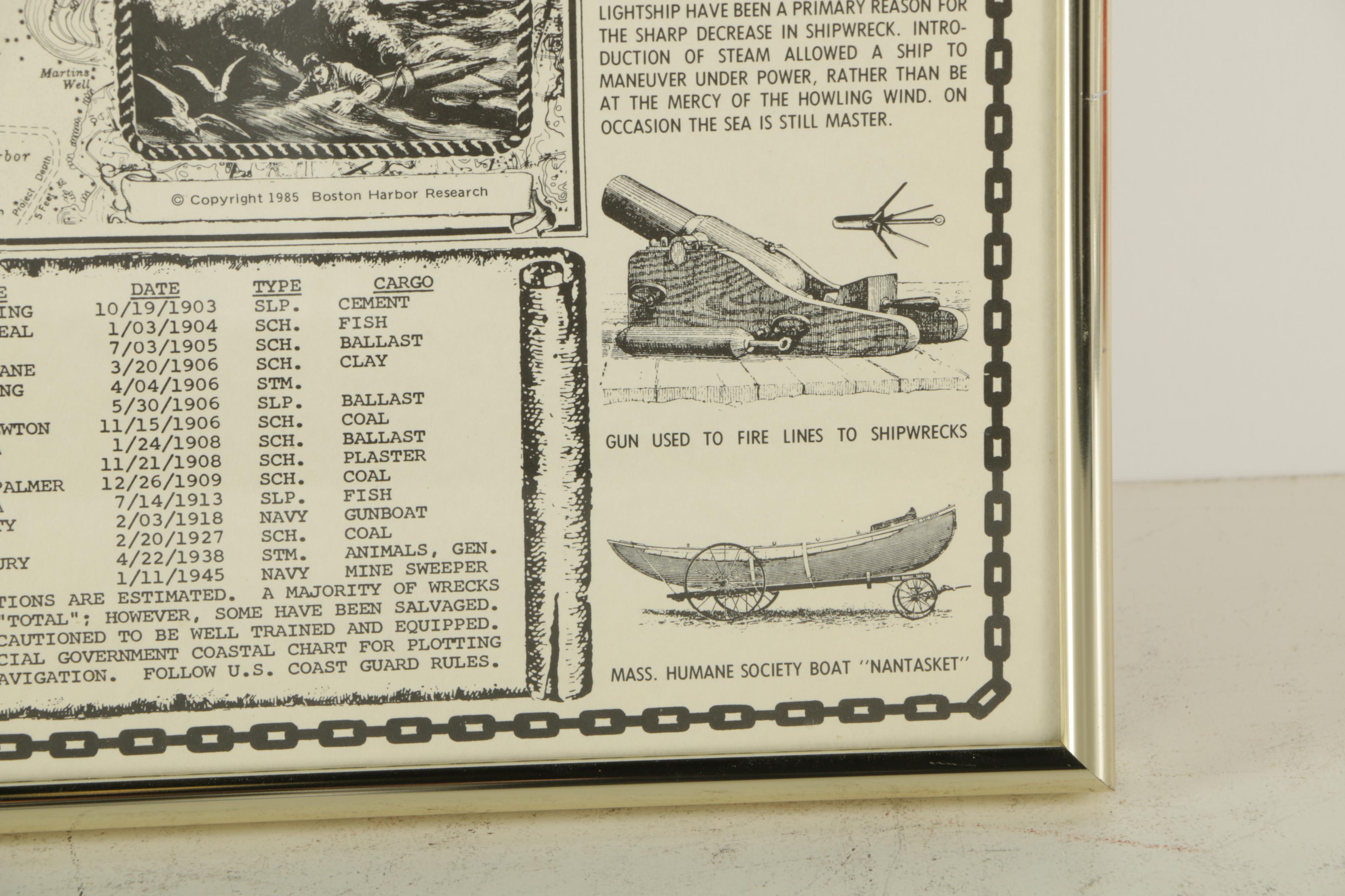 Lithographic Poster "Shipwrecks of Boston Harbor"