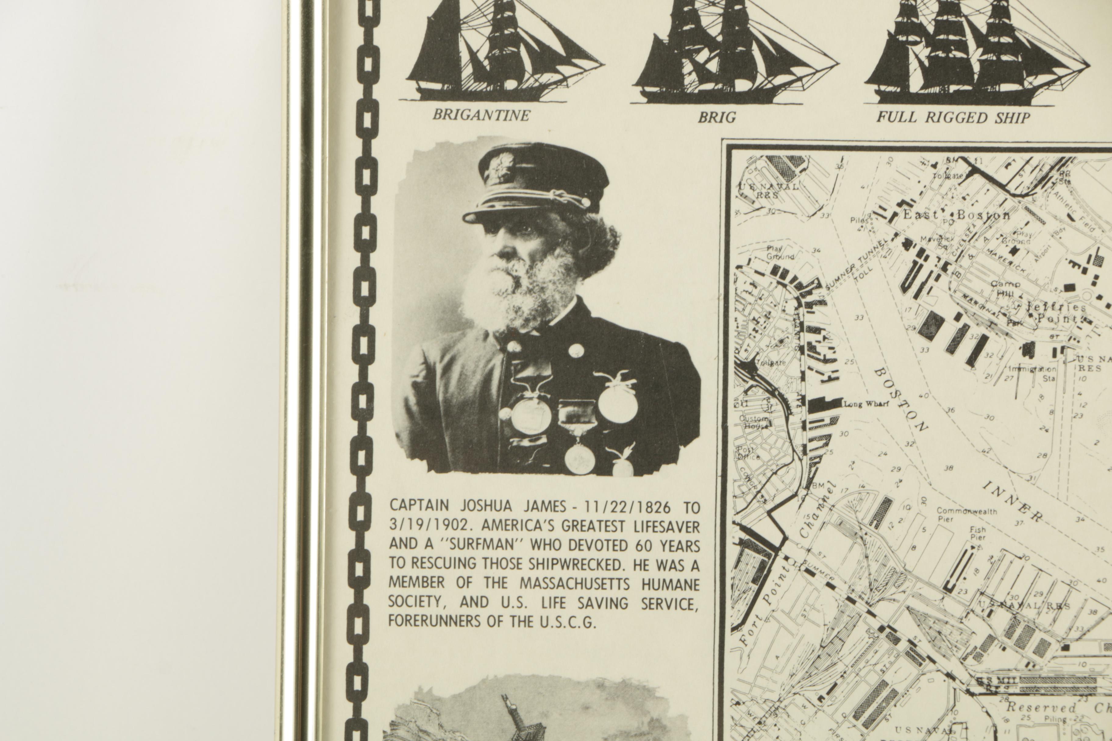 Lithographic Poster "Shipwrecks of Boston Harbor"