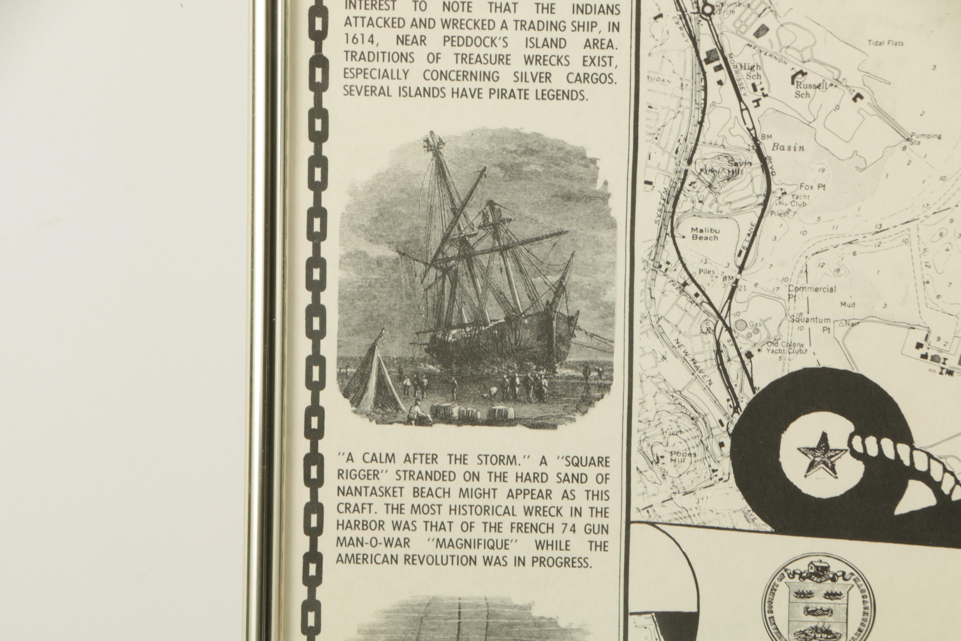 Lithographic Poster "Shipwrecks of Boston Harbor"