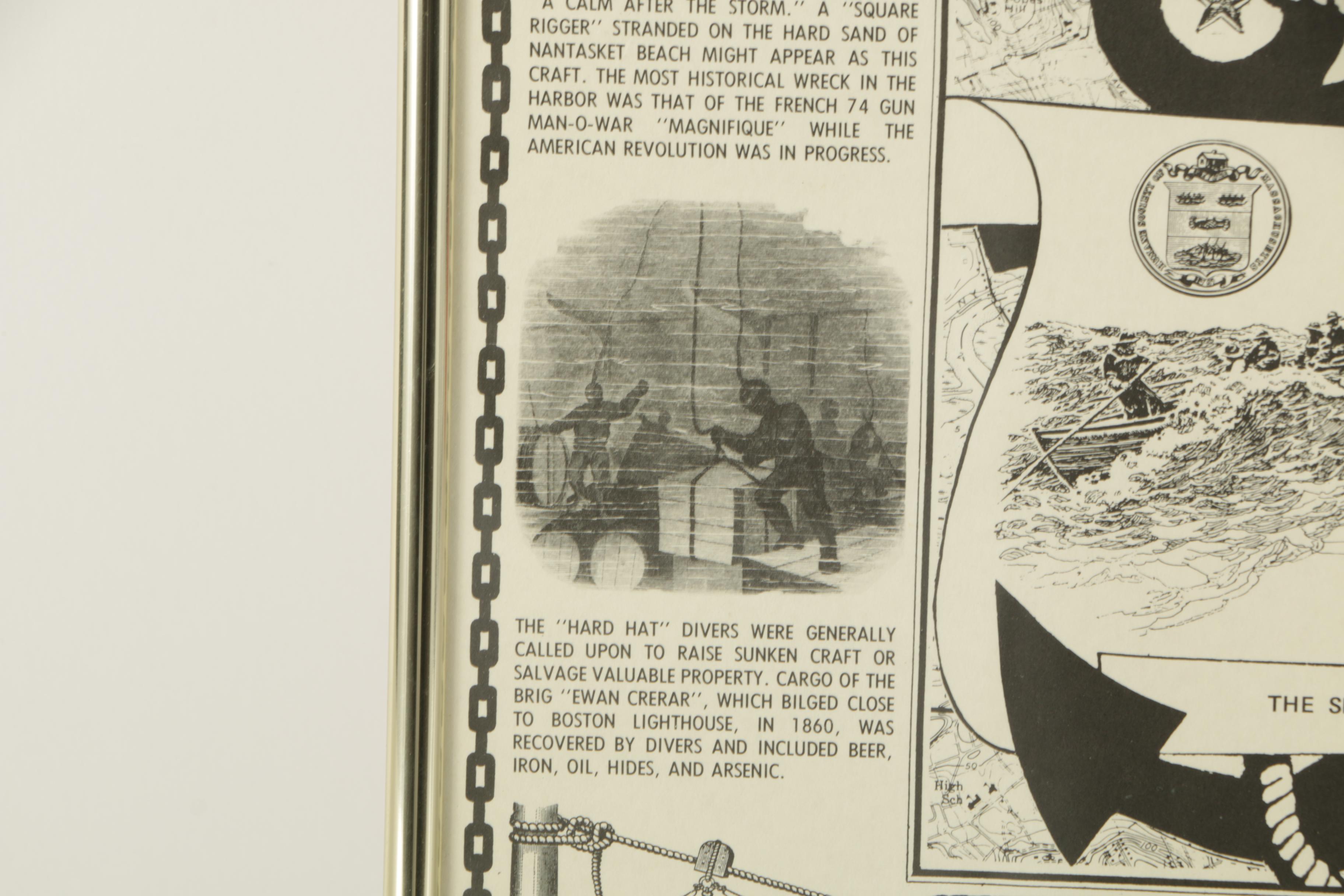 Lithographic Poster "Shipwrecks of Boston Harbor"