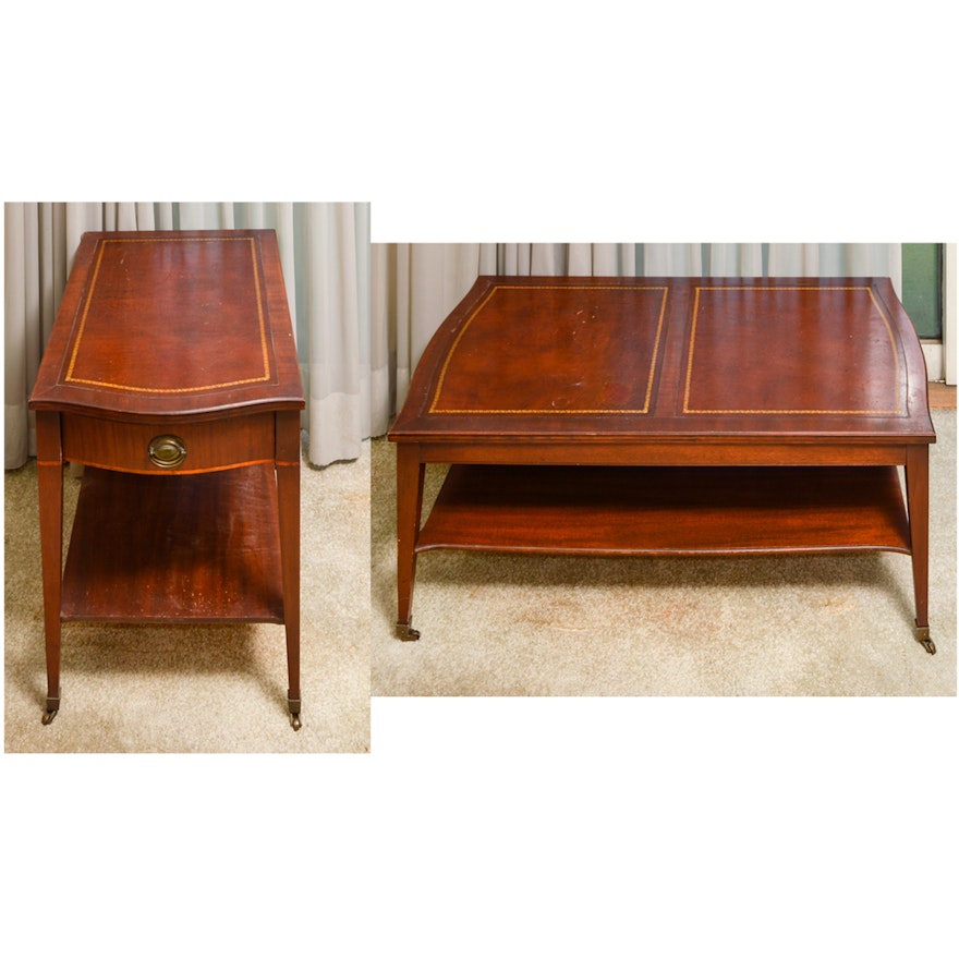 Vintage Hepplewhite Style Mahogany Side Table and Coffee Table