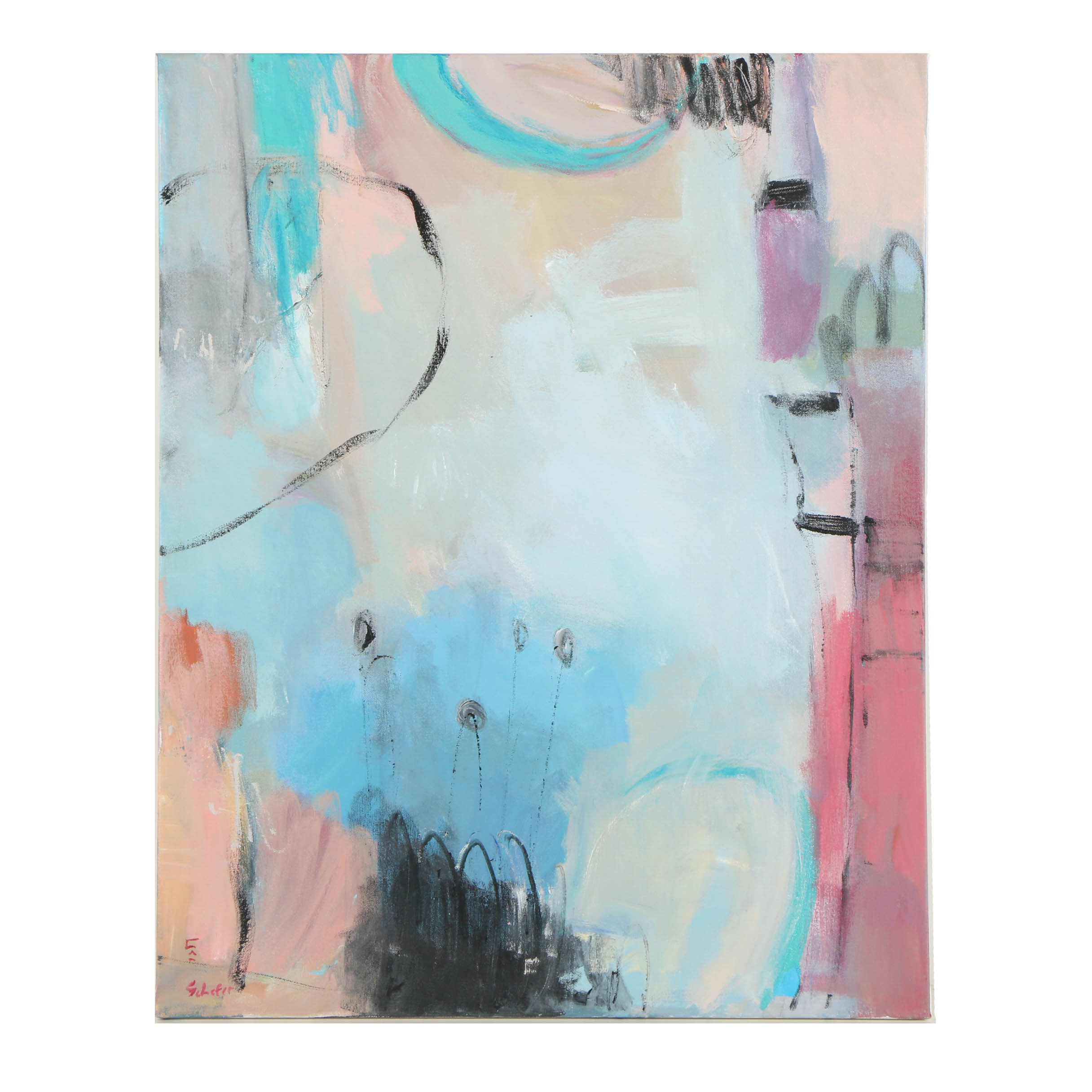 Lisa Schafer Acrylic Painting on Canvas "Fun House 1"