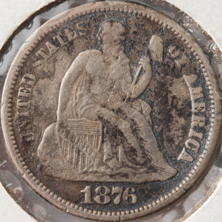 1876 CC Seated Liberty Silver Dime