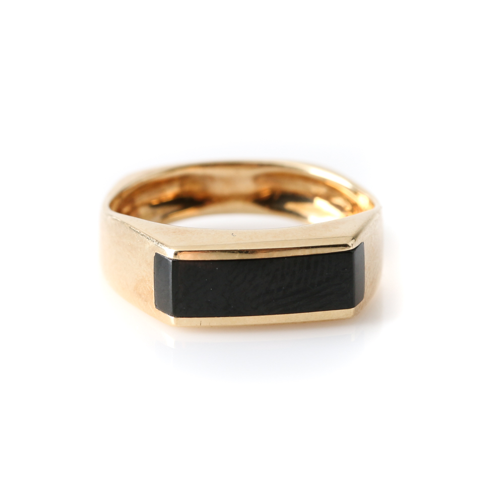 14K Yellow Gold Black Onyx Ring