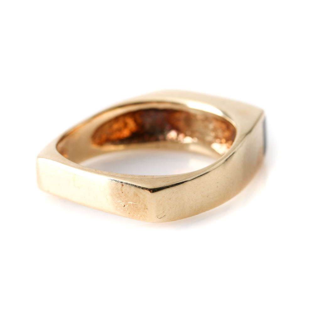 14K Yellow Gold Black Onyx Ring