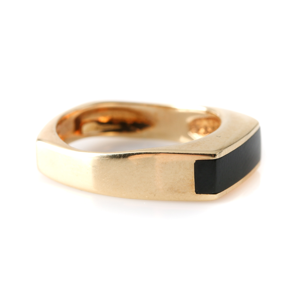 14K Yellow Gold Black Onyx Ring