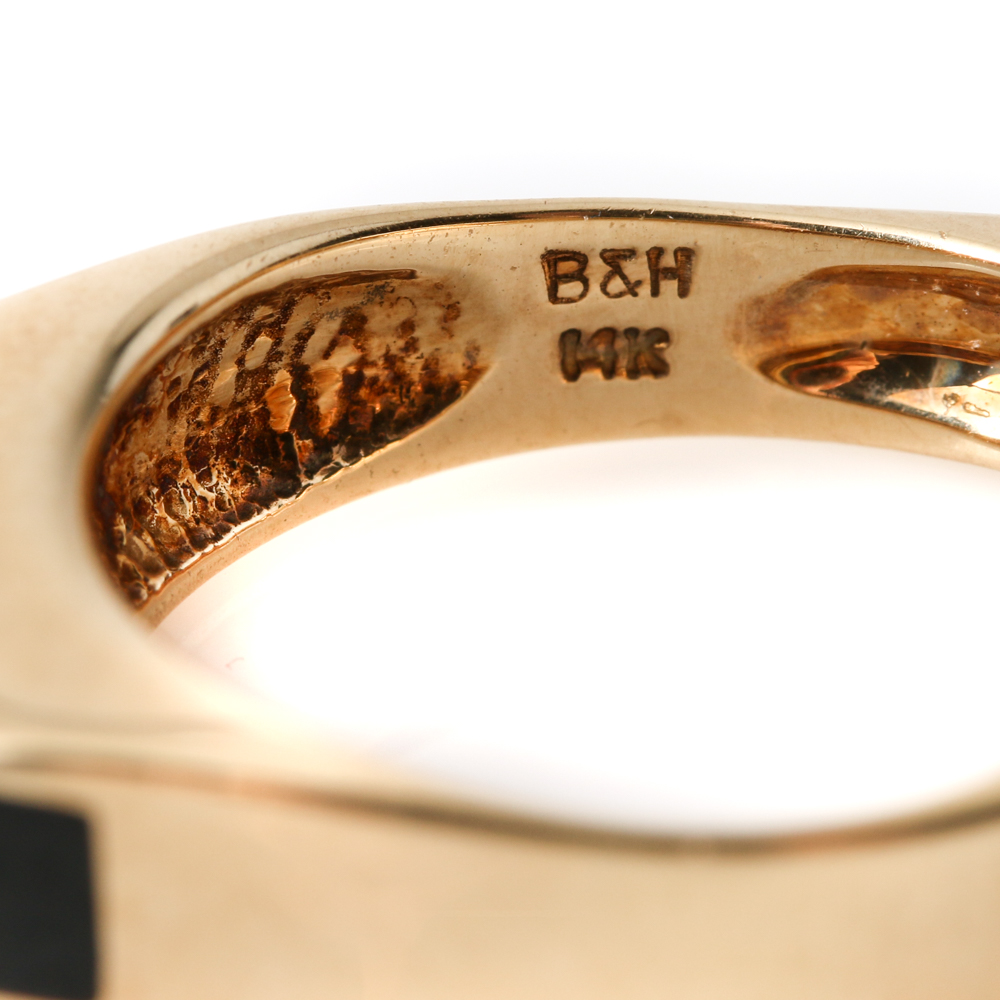 14K Yellow Gold Black Onyx Ring