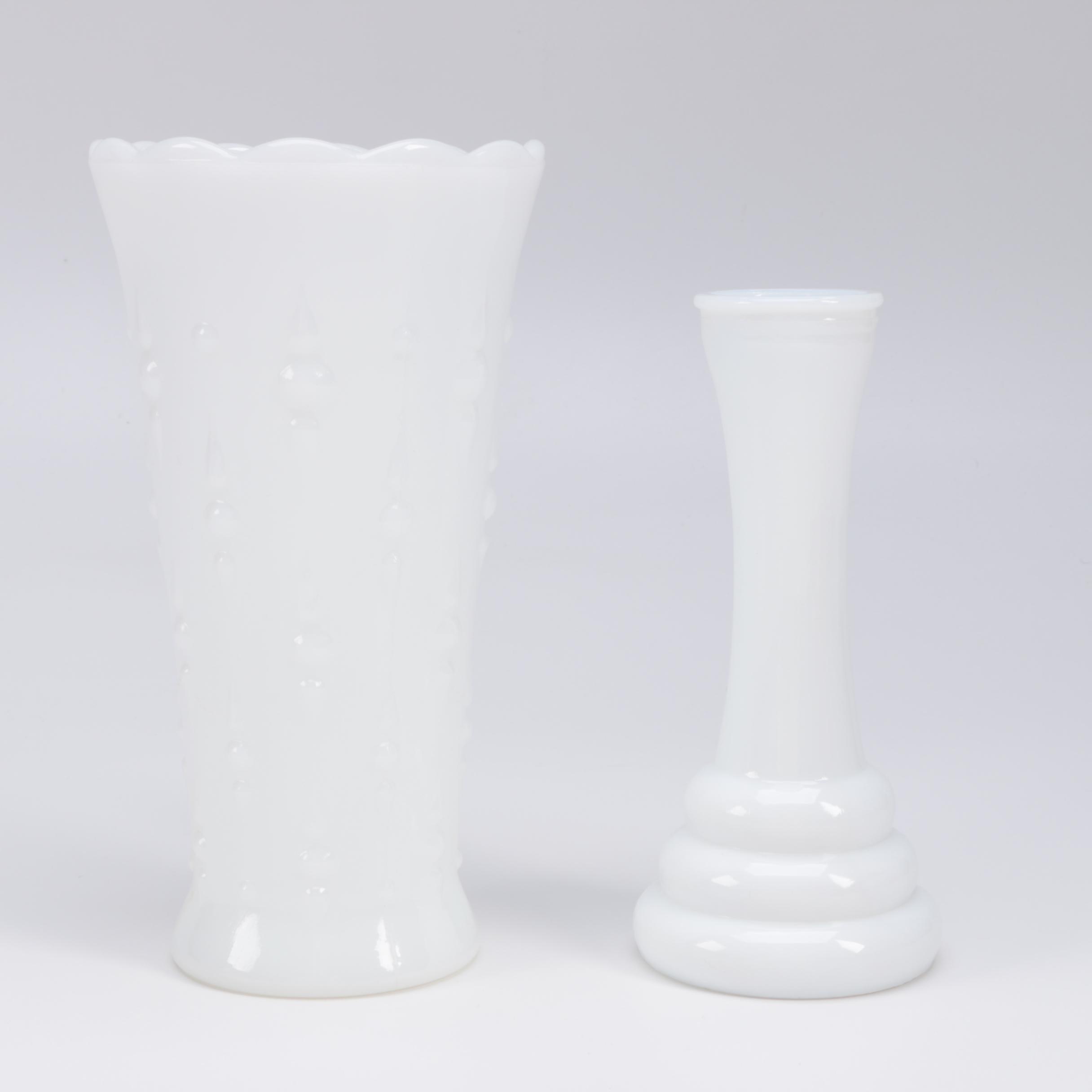 Pair of Milk Glass Vases including Randall