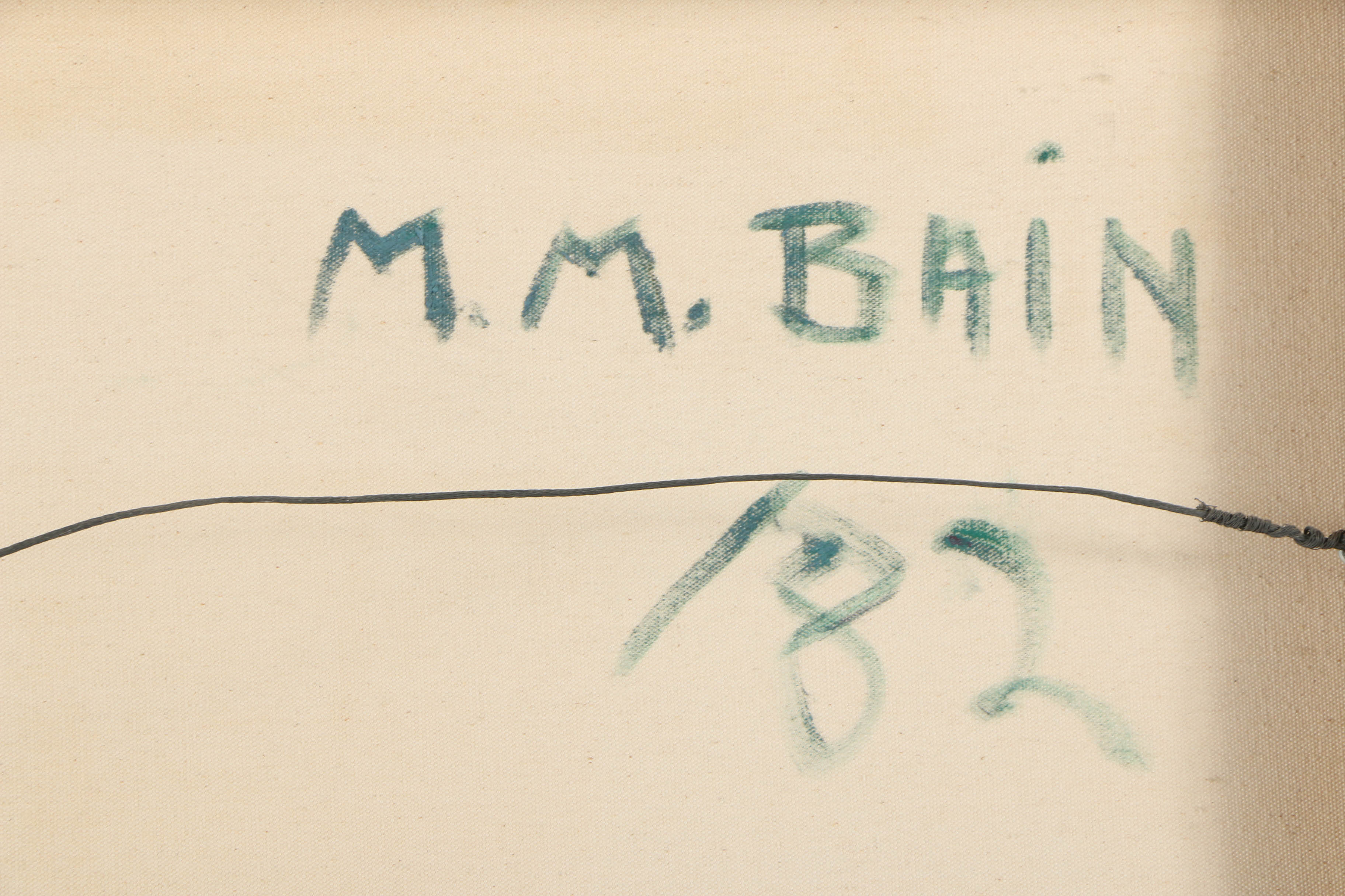 Attributed to Monica Bain Oil Painting on Canvas of Abstract Composition